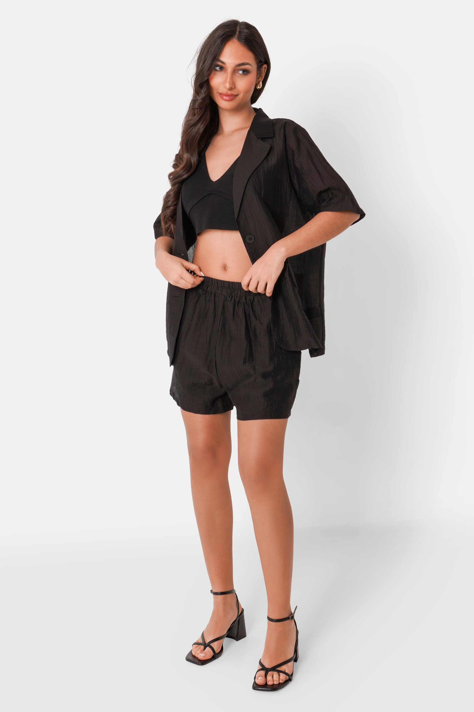 Short fluide logo broderie Noir