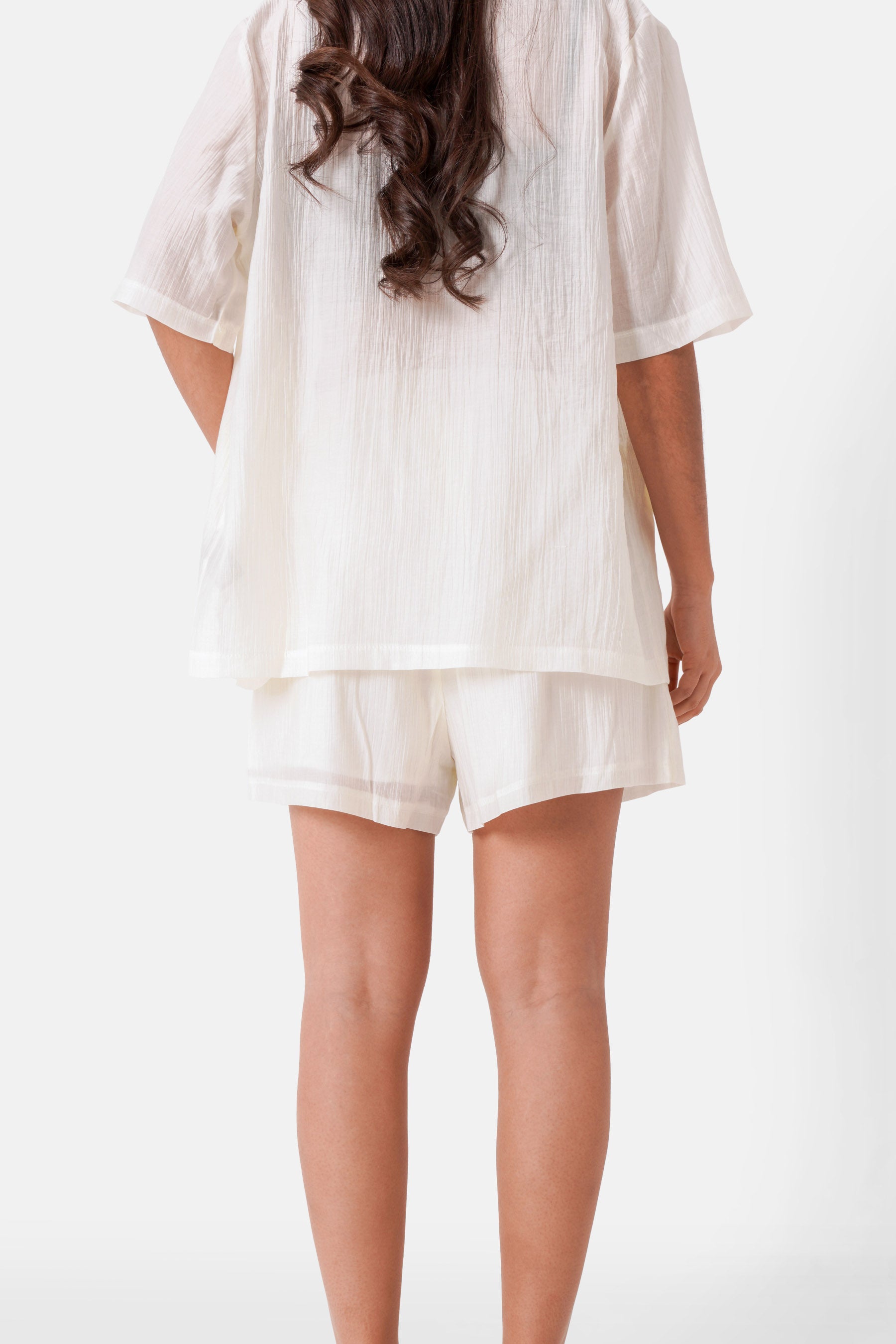 Short fluide logo broderie Blanc