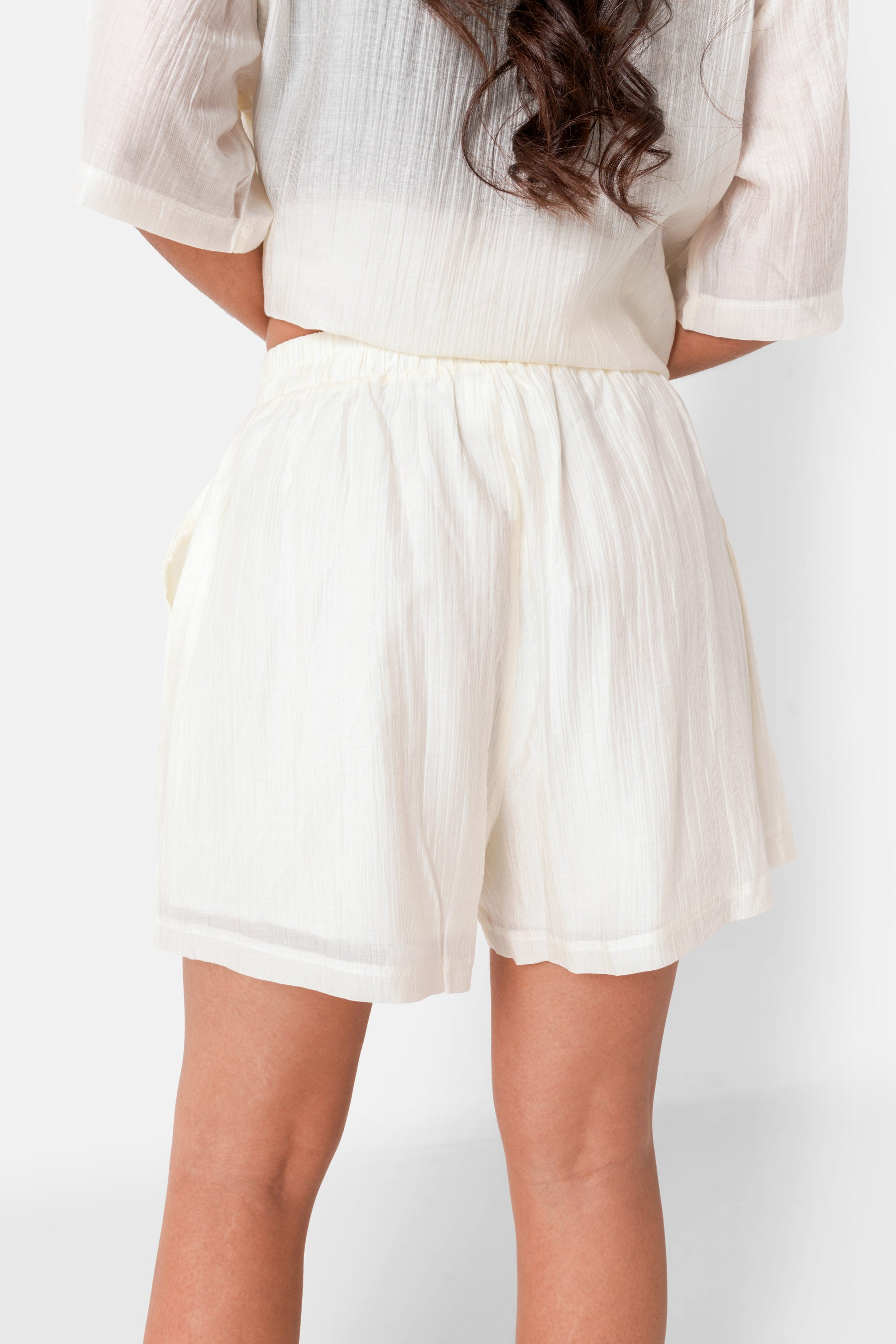 Short fluide logo broderie Blanc