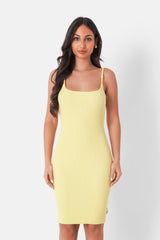 Strapless ribbed dress Yellow