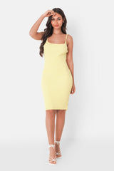 Strapless ribbed dress Yellow
