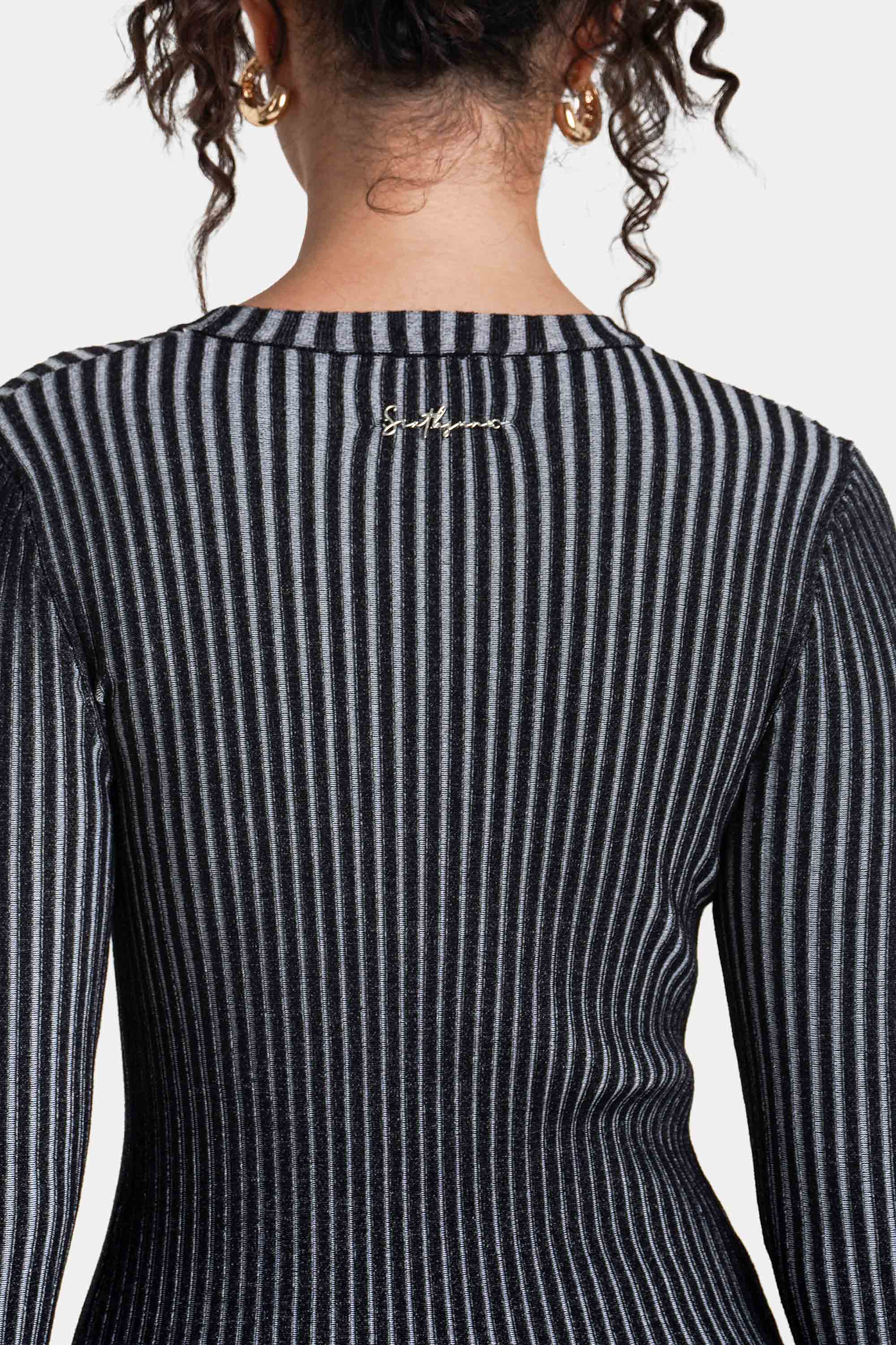 KNITTED bicolored l/s dress