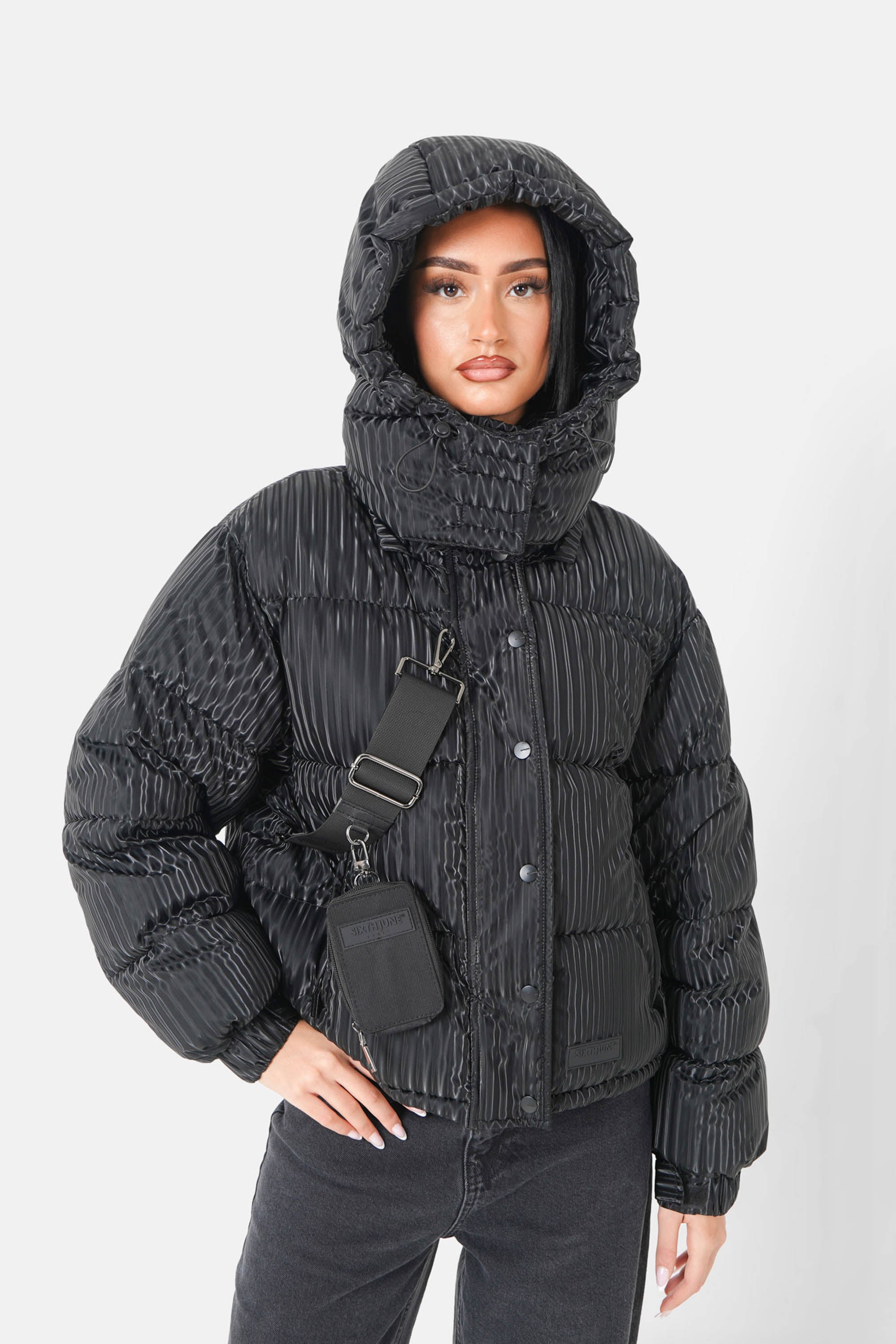 Doudoune iridescent + sac Noir