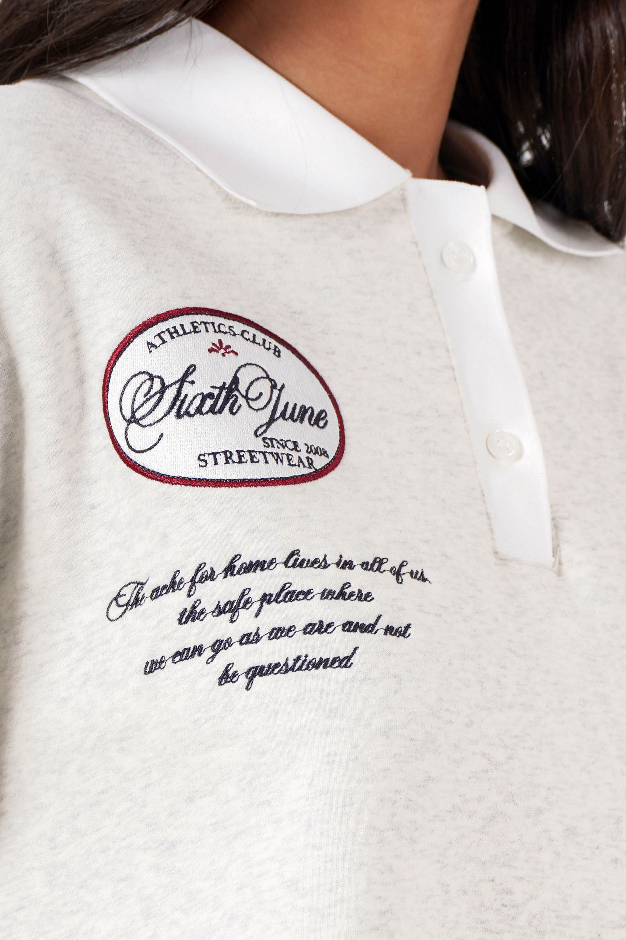 VARSITY patched polo sweatshirt