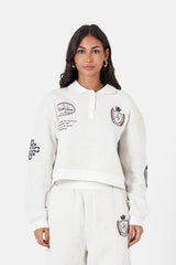 VARSITY patched polo sweatshirt