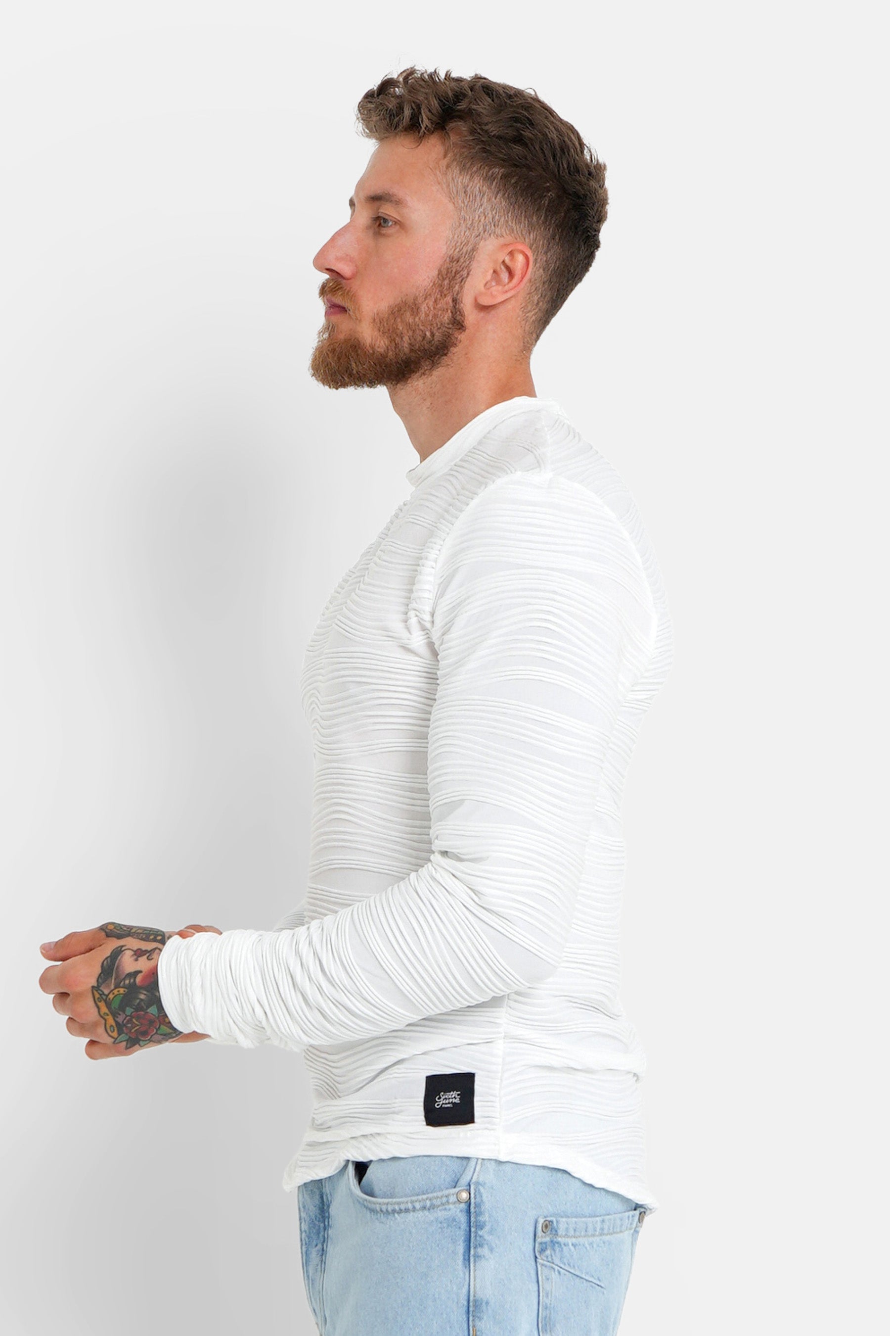 T-Shirt mit Wellenrelief Weiß