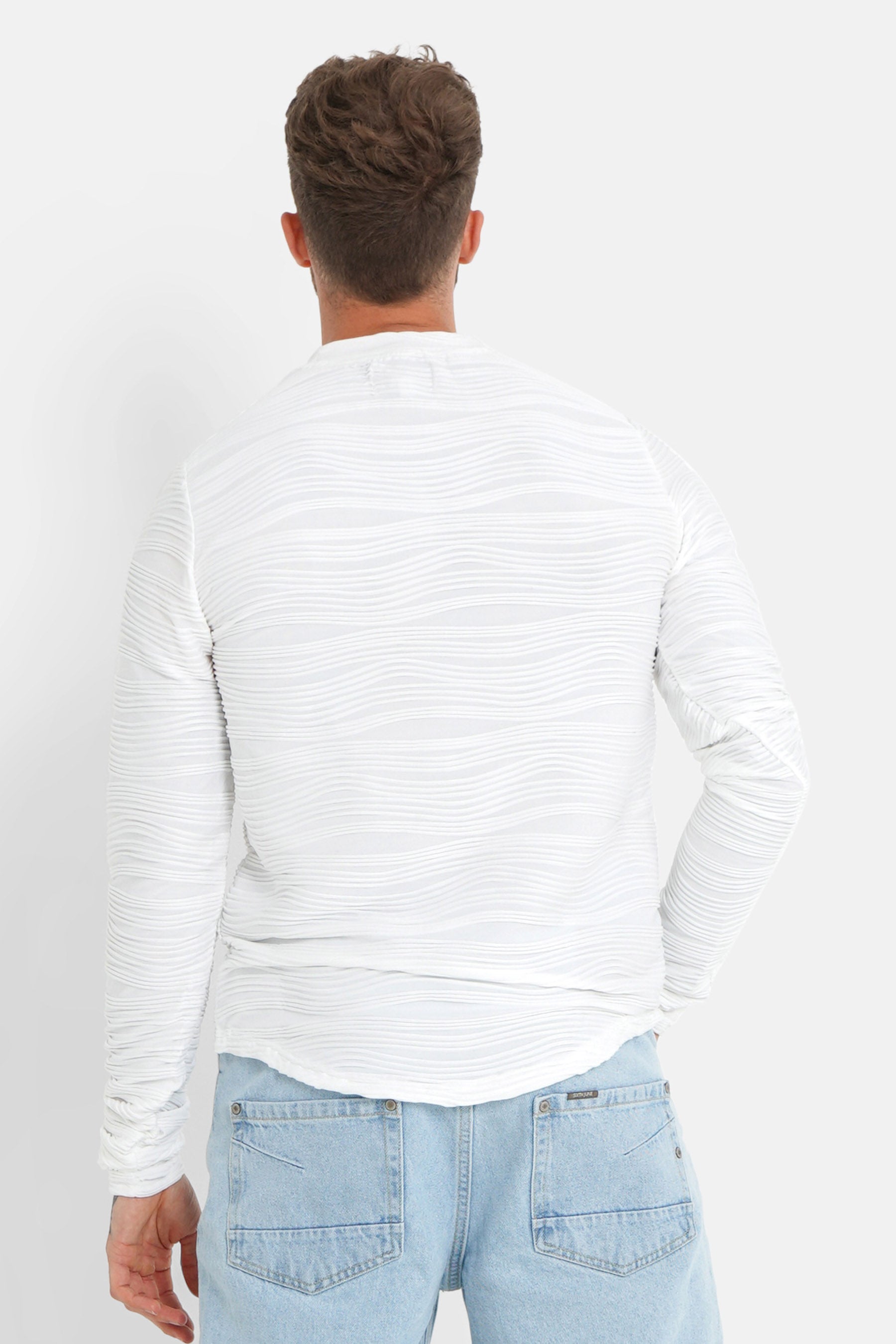 T-Shirt mit Wellenrelief Weiß