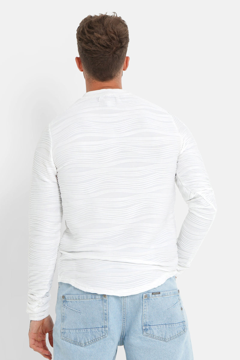 T-shirt relief vagues Blanc