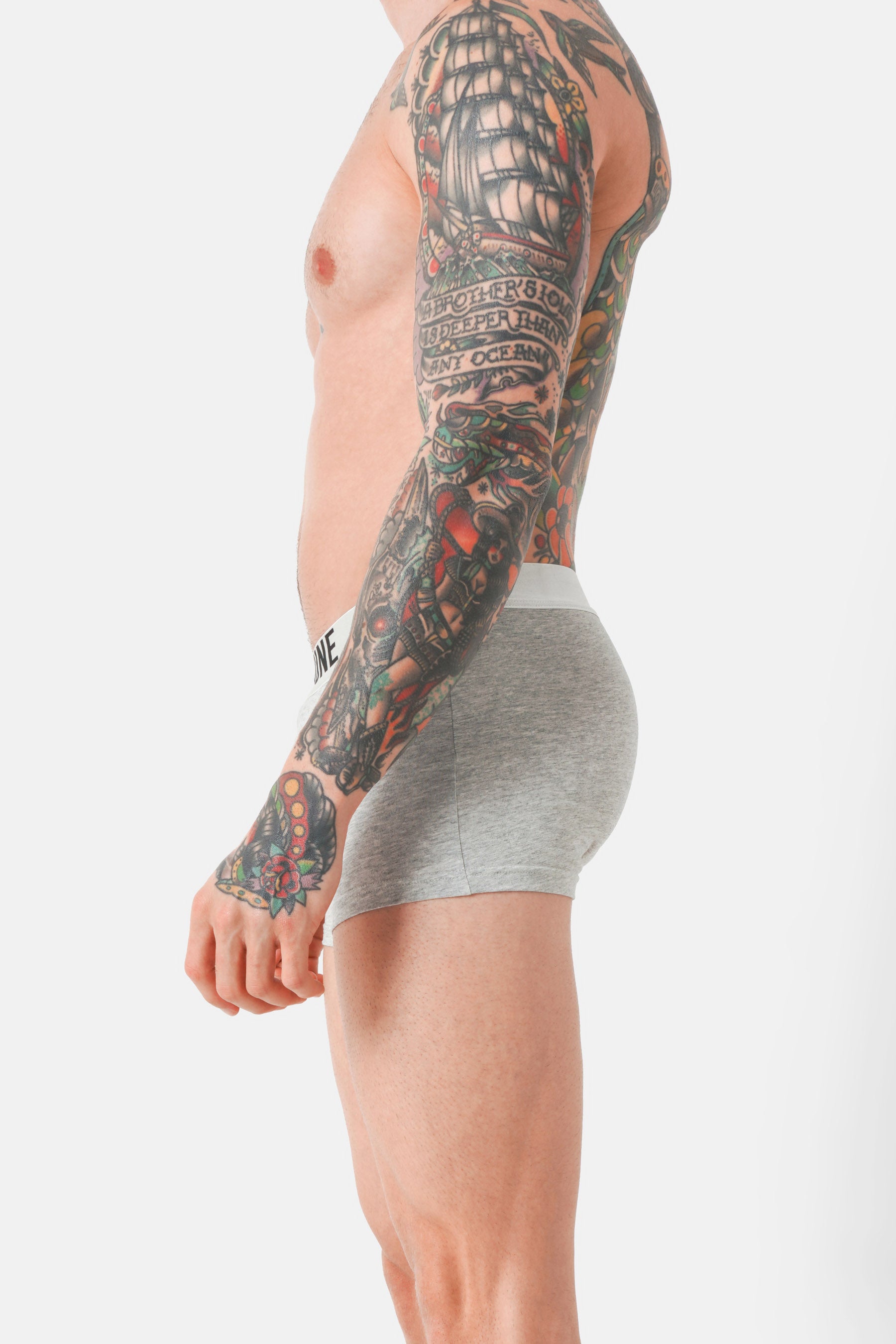 Boxer uni texte Gris