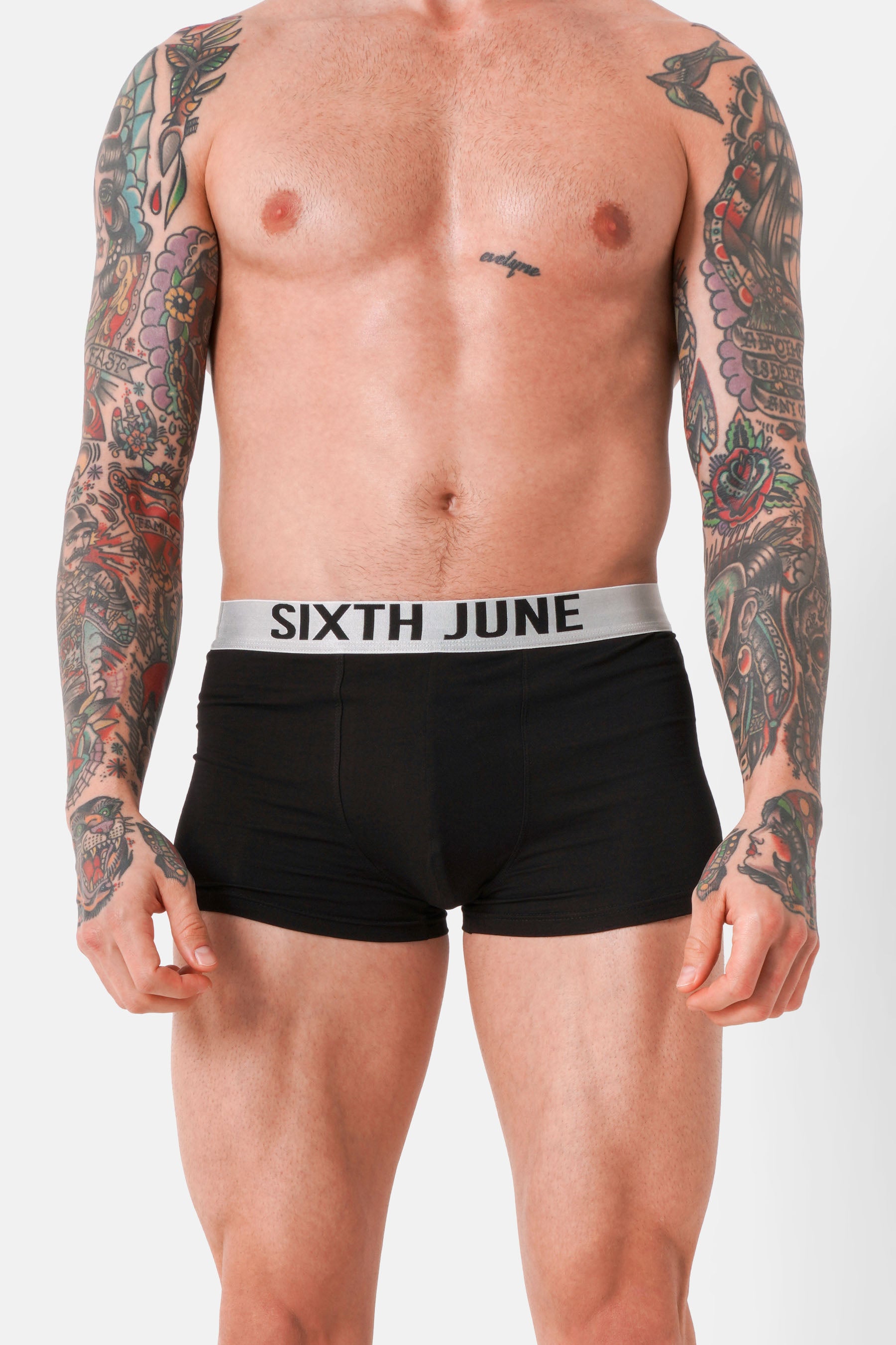 Lot 3 boxers uni texte Noir + Blanc + Gris