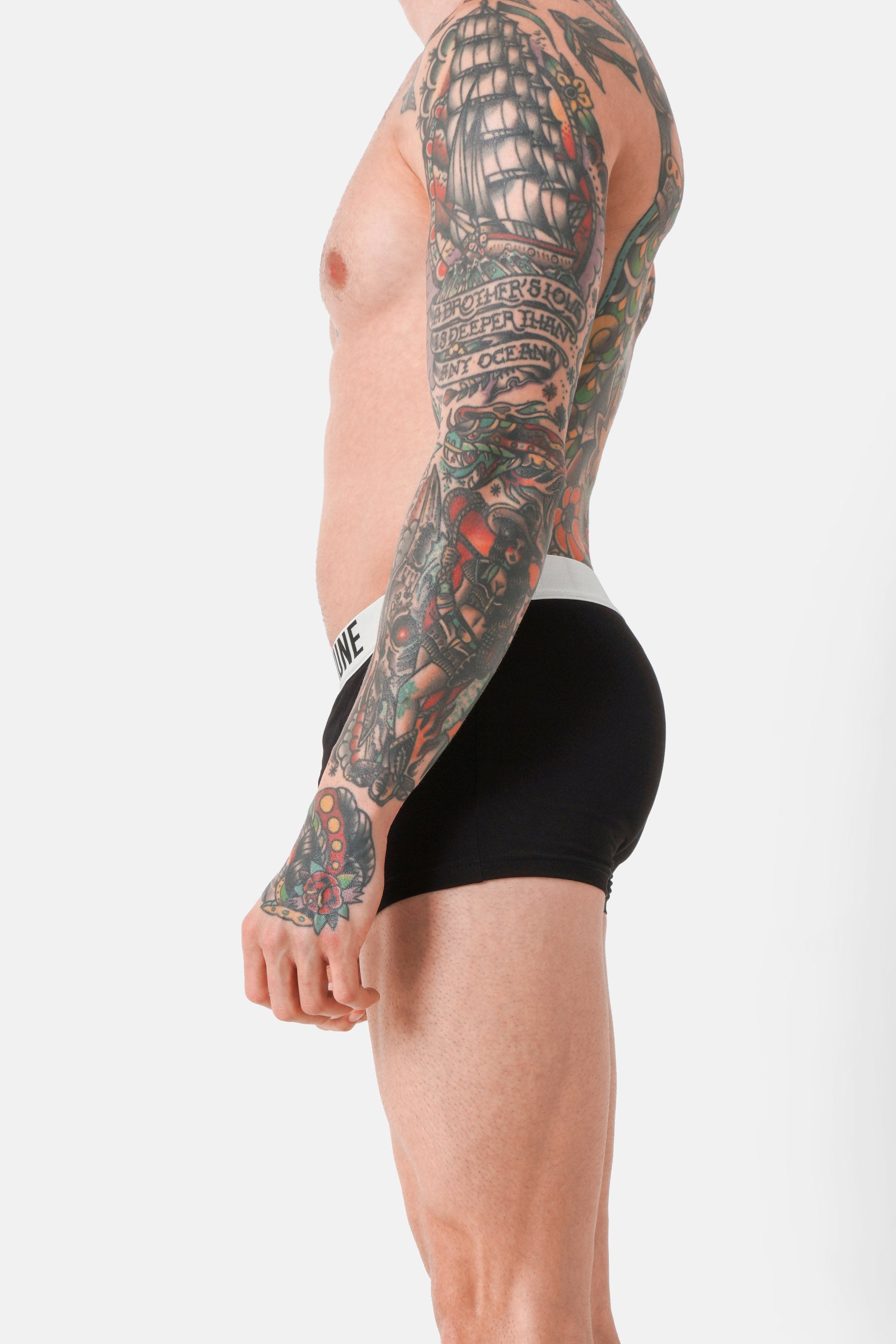 Lot 3 boxers uni texte Noir + Blanc + Gris