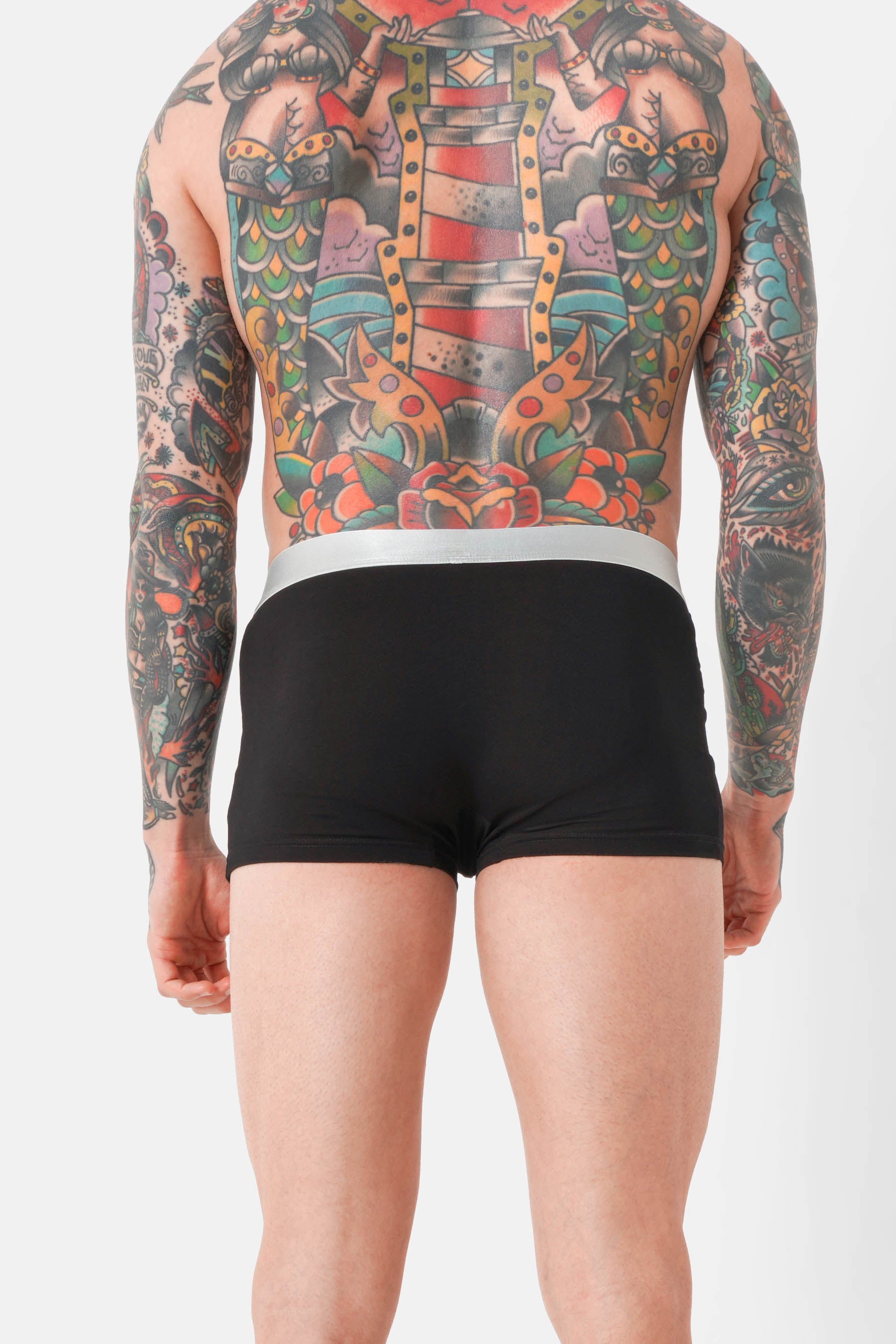 Lot 3 boxers uni texte Noir + Blanc + Gris