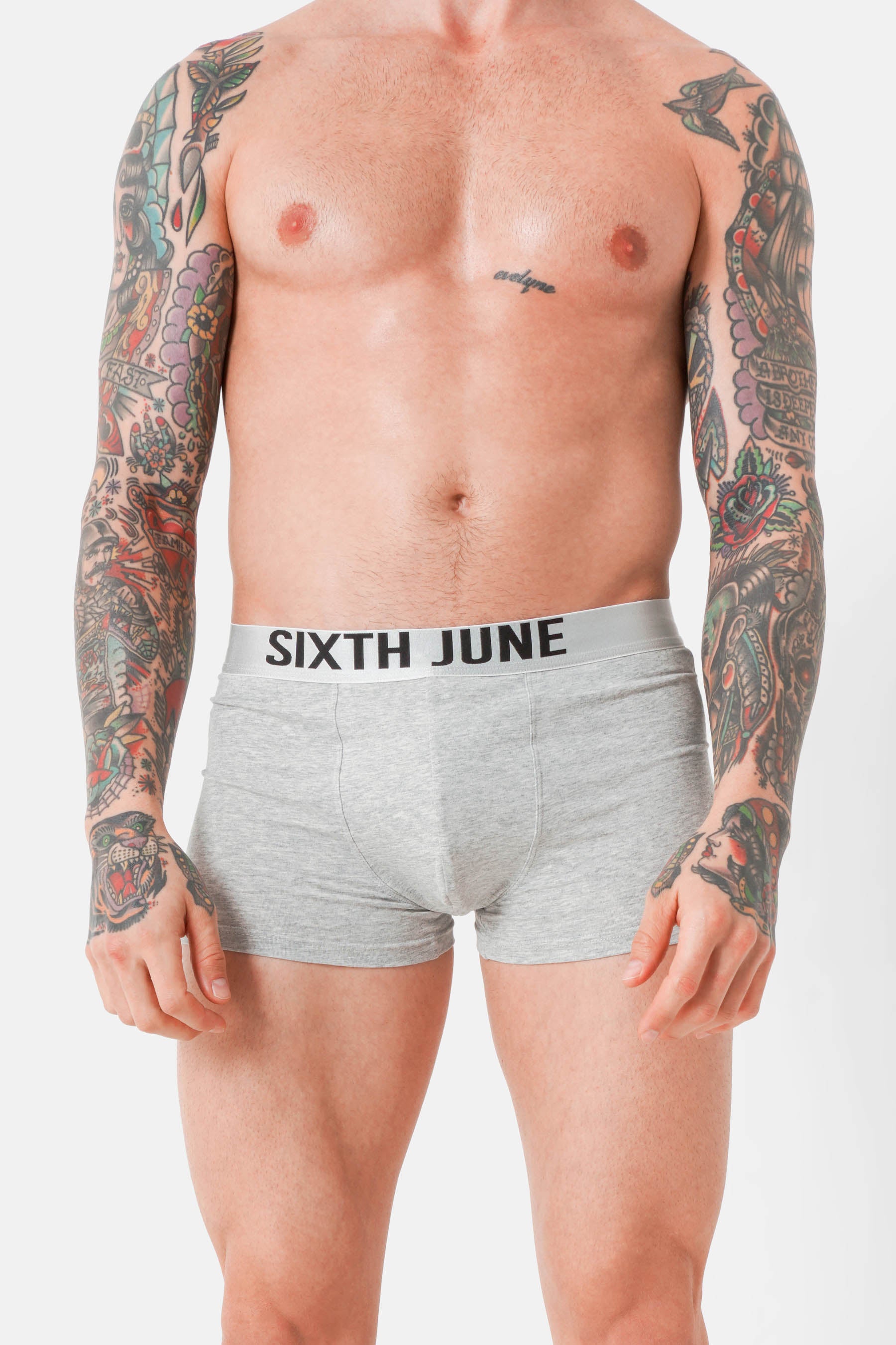 Lot 3 boxers uni texte Noir + Blanc + Gris