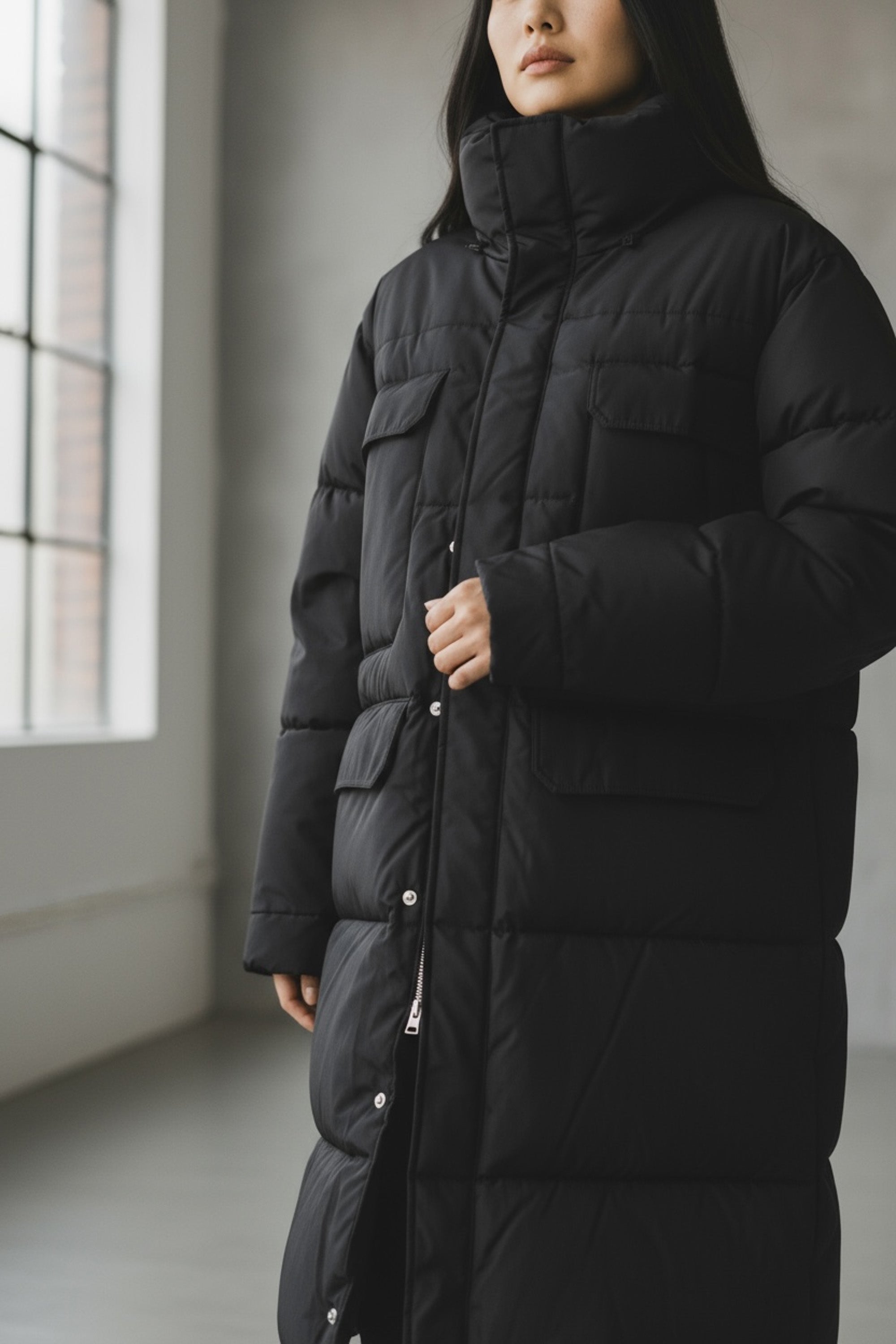 Oversized long puffer jacket