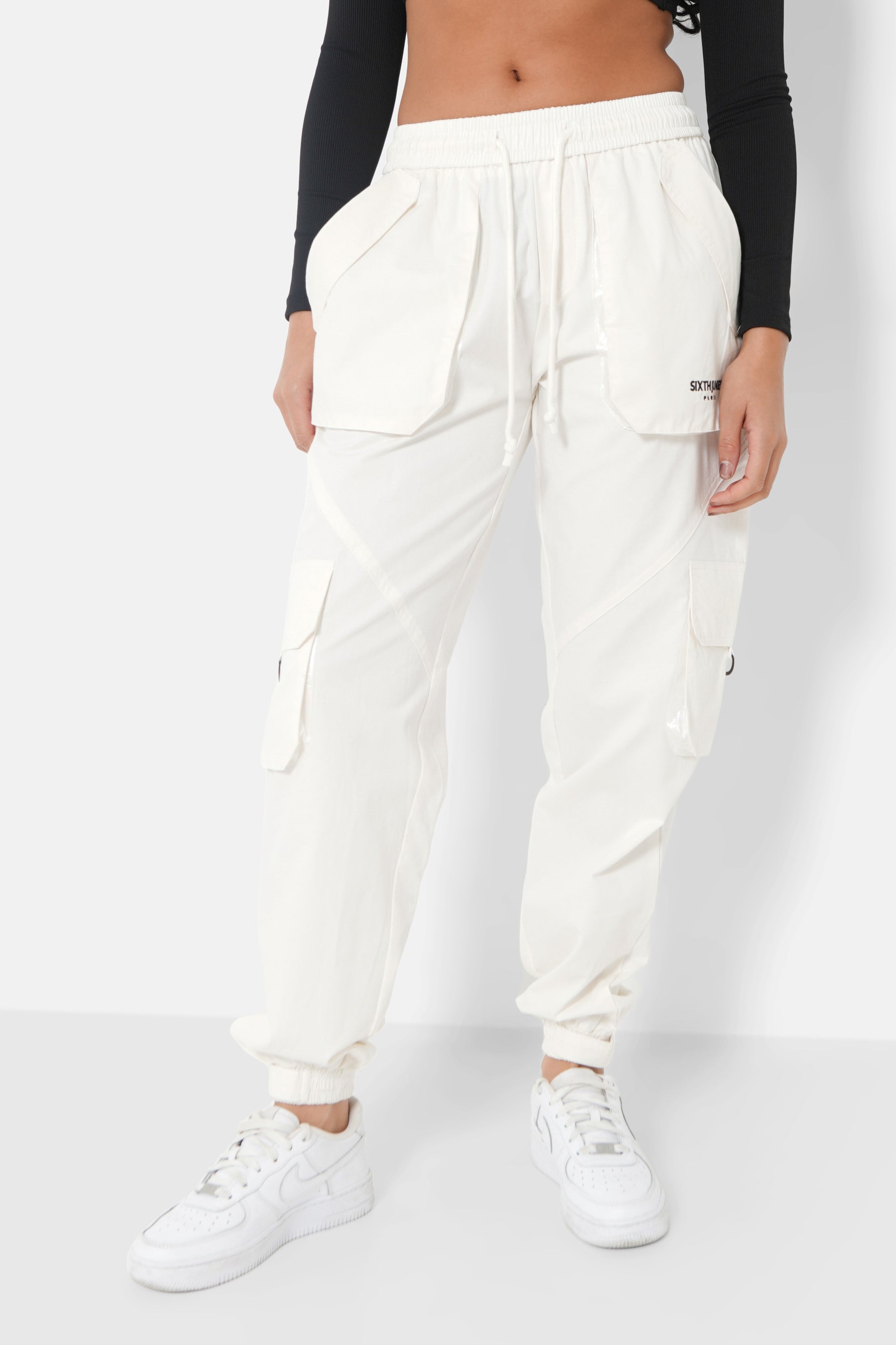 Pantalon cargo large Blanc