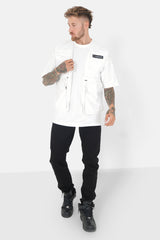 Multi-pocket zip vest white