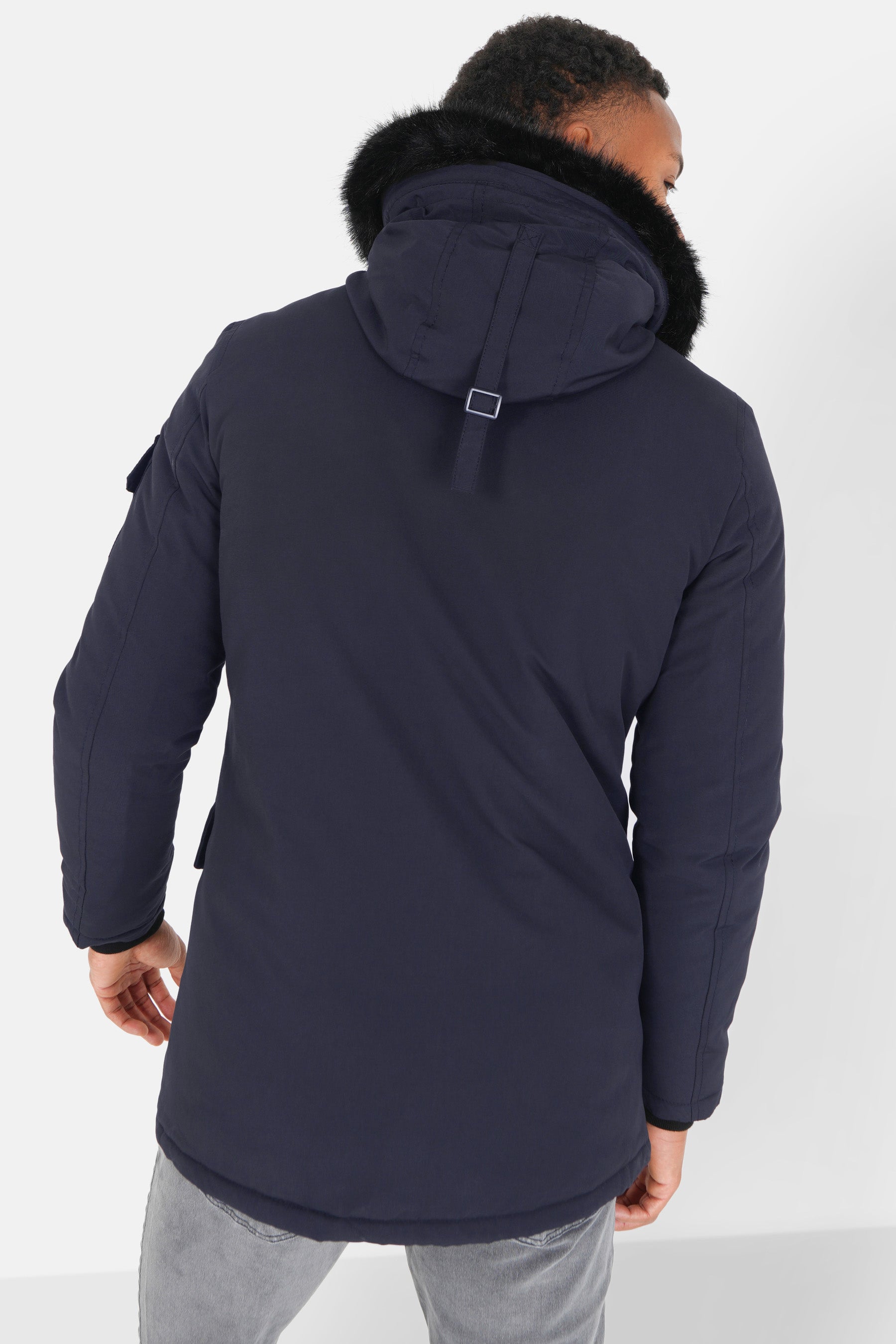 Parka fourrure déperlante Bleu foncé