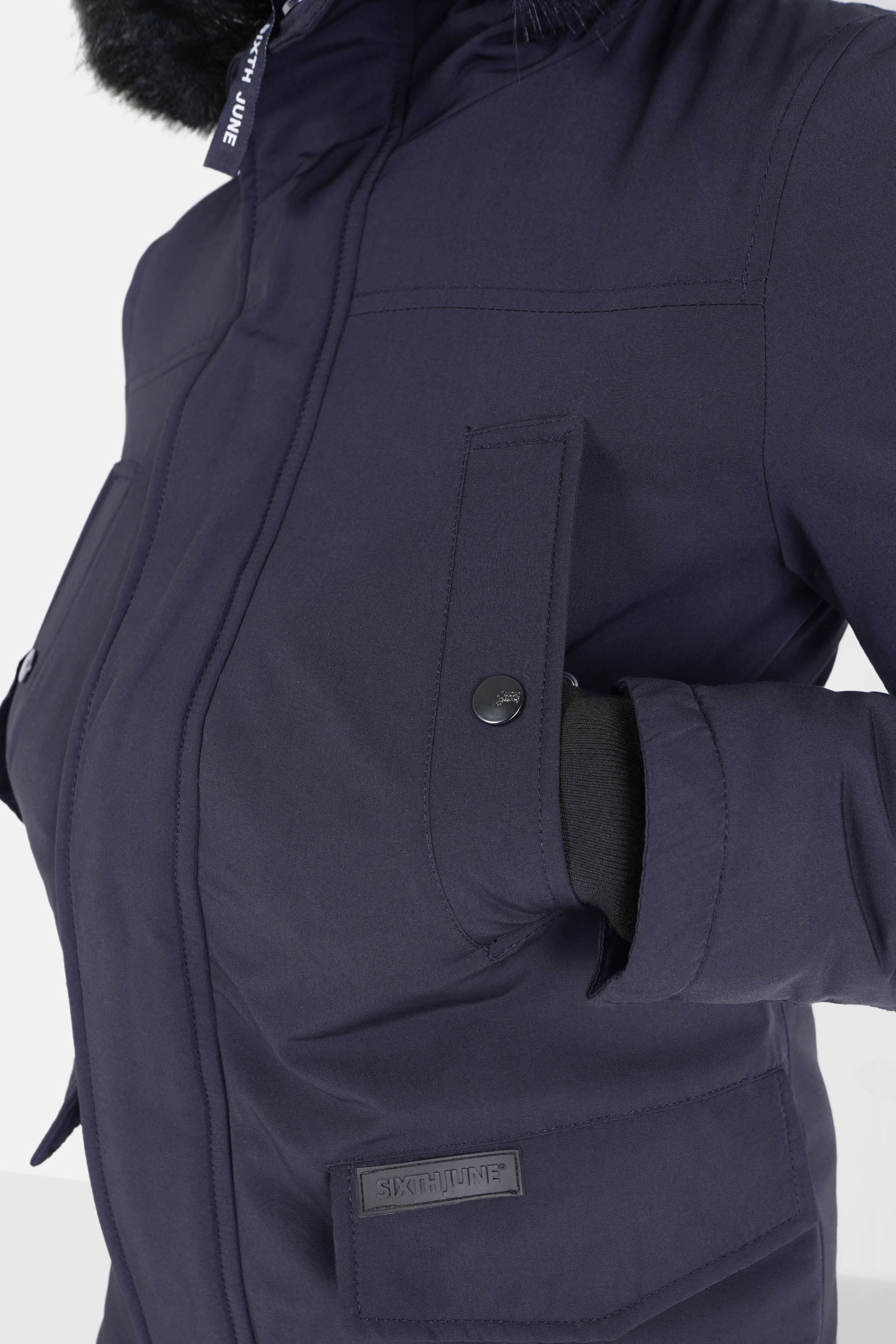 Parka fourrure déperlante Bleu foncé