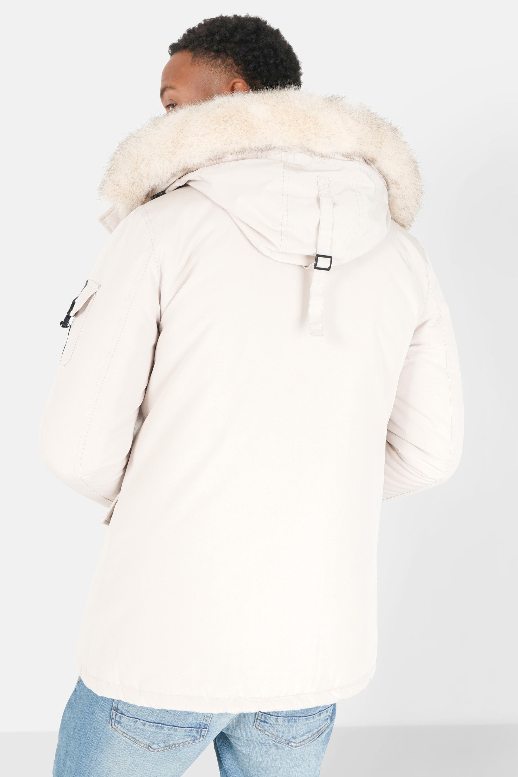 Wasserabweisender Pelzparka Hellbeige