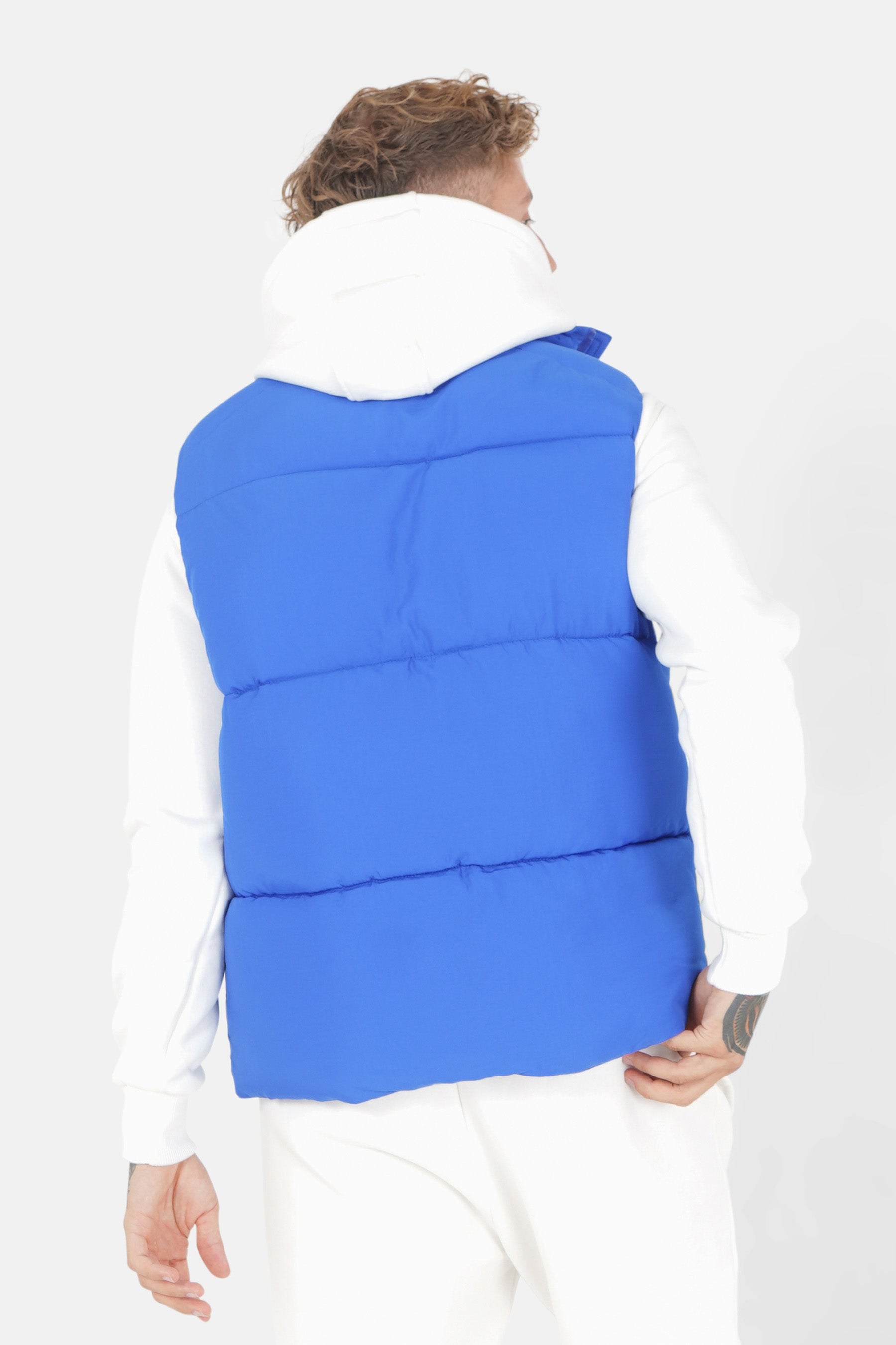 Padded tactical sleeveless down jacket Blue