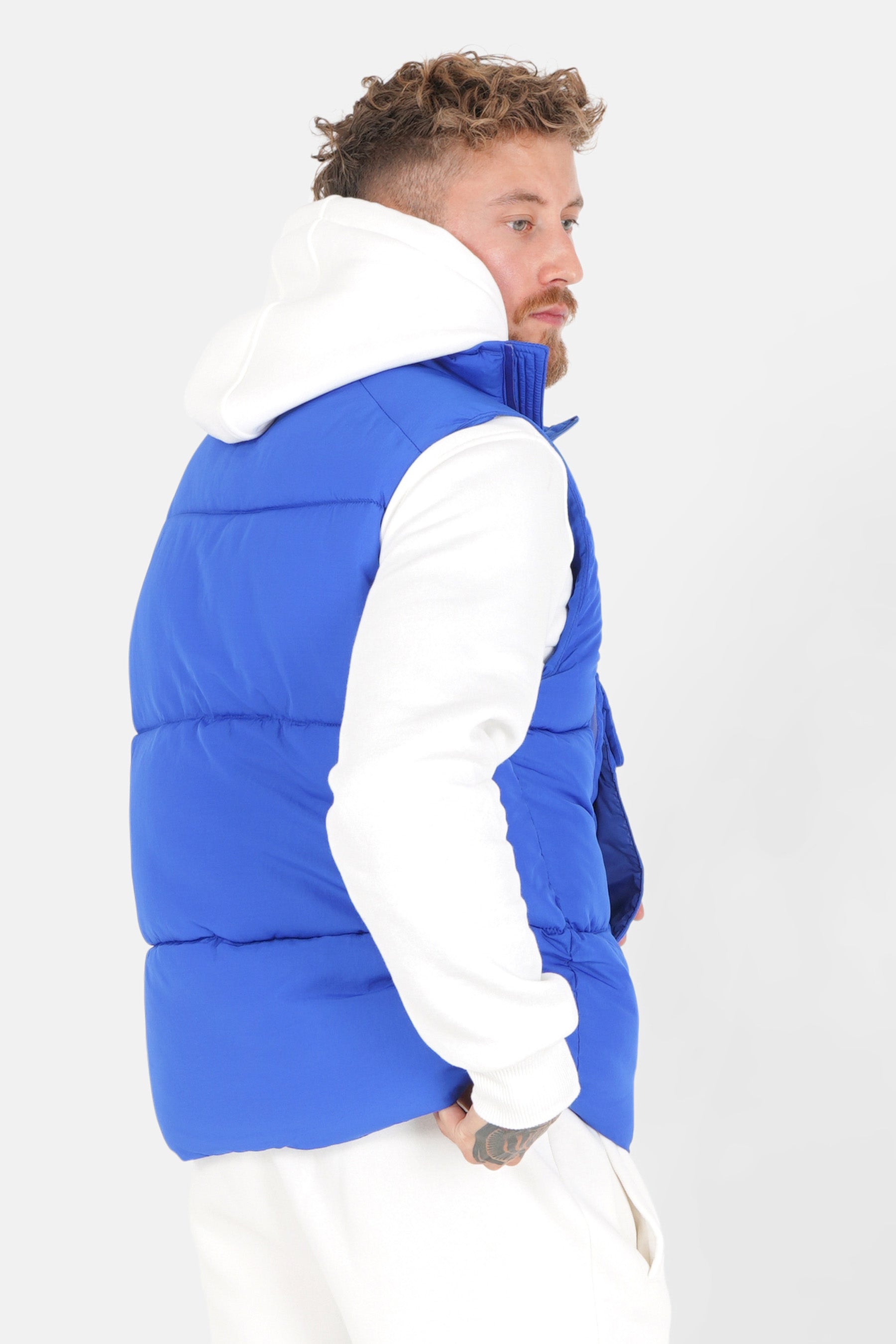 Padded tactical sleeveless down jacket Blue