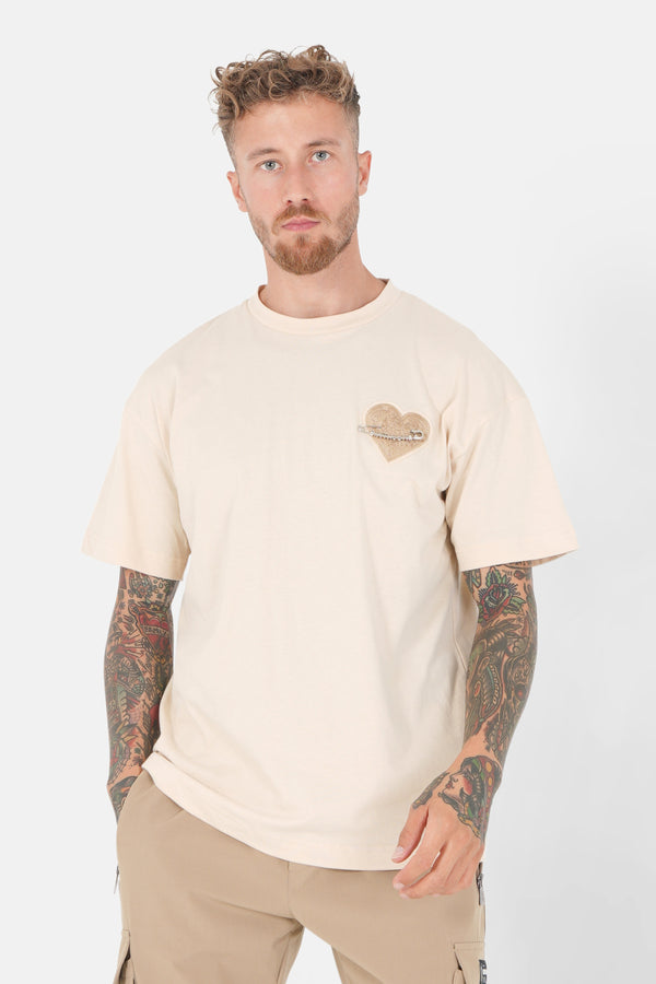 Love Heart Embossed Embroidered T-shirt 