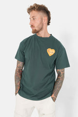 T-Shirt mit besticktem Herz Dunkelgrün