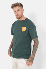T-shirt coeur brodé Vert foncé