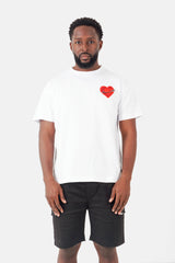 T-shirt coeur brodé Blanc