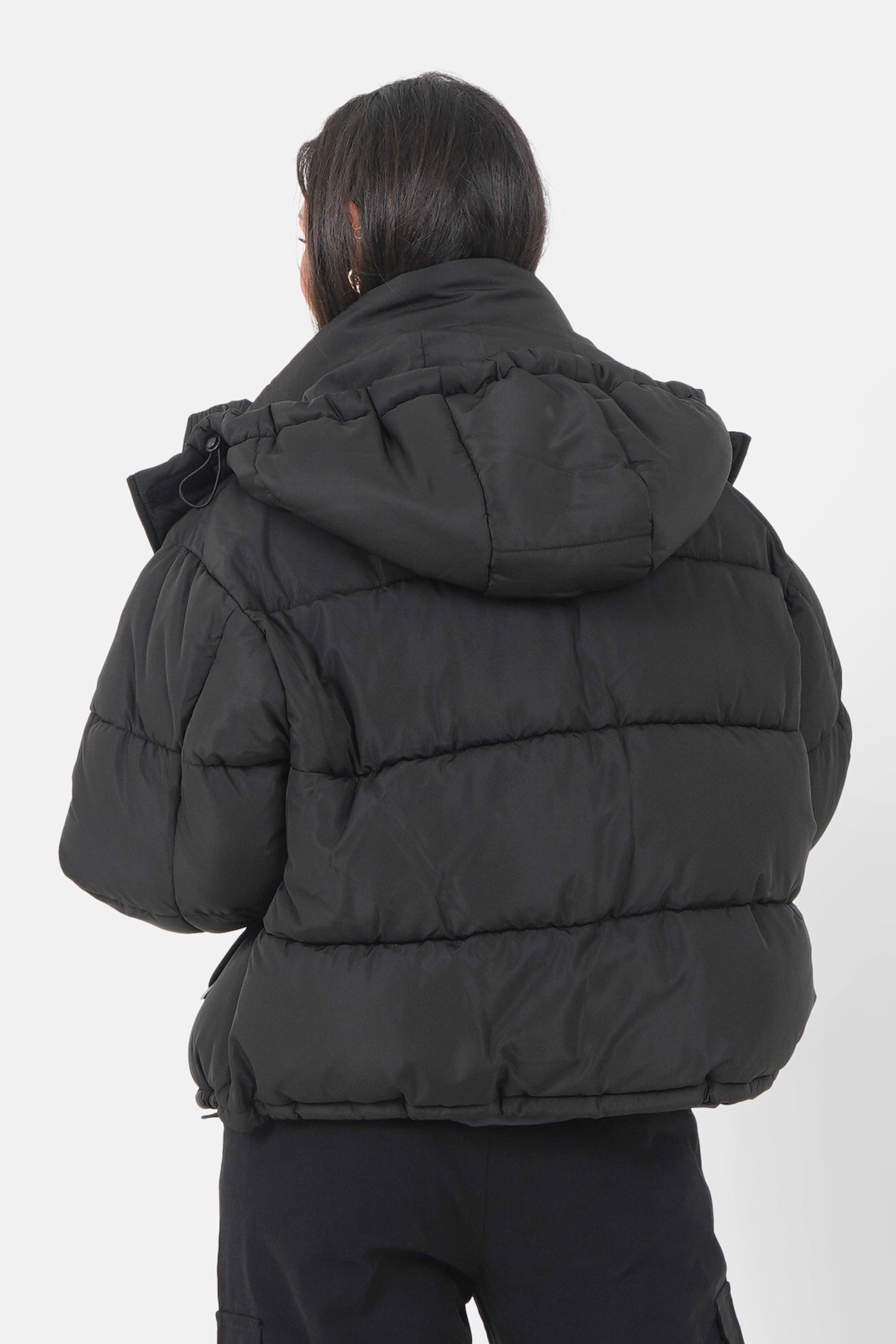 Padded cropped down jacket black