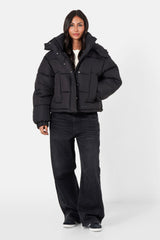 Padded cropped down jacket black