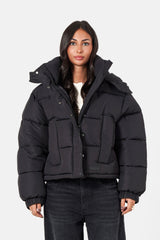 Padded cropped down jacket black