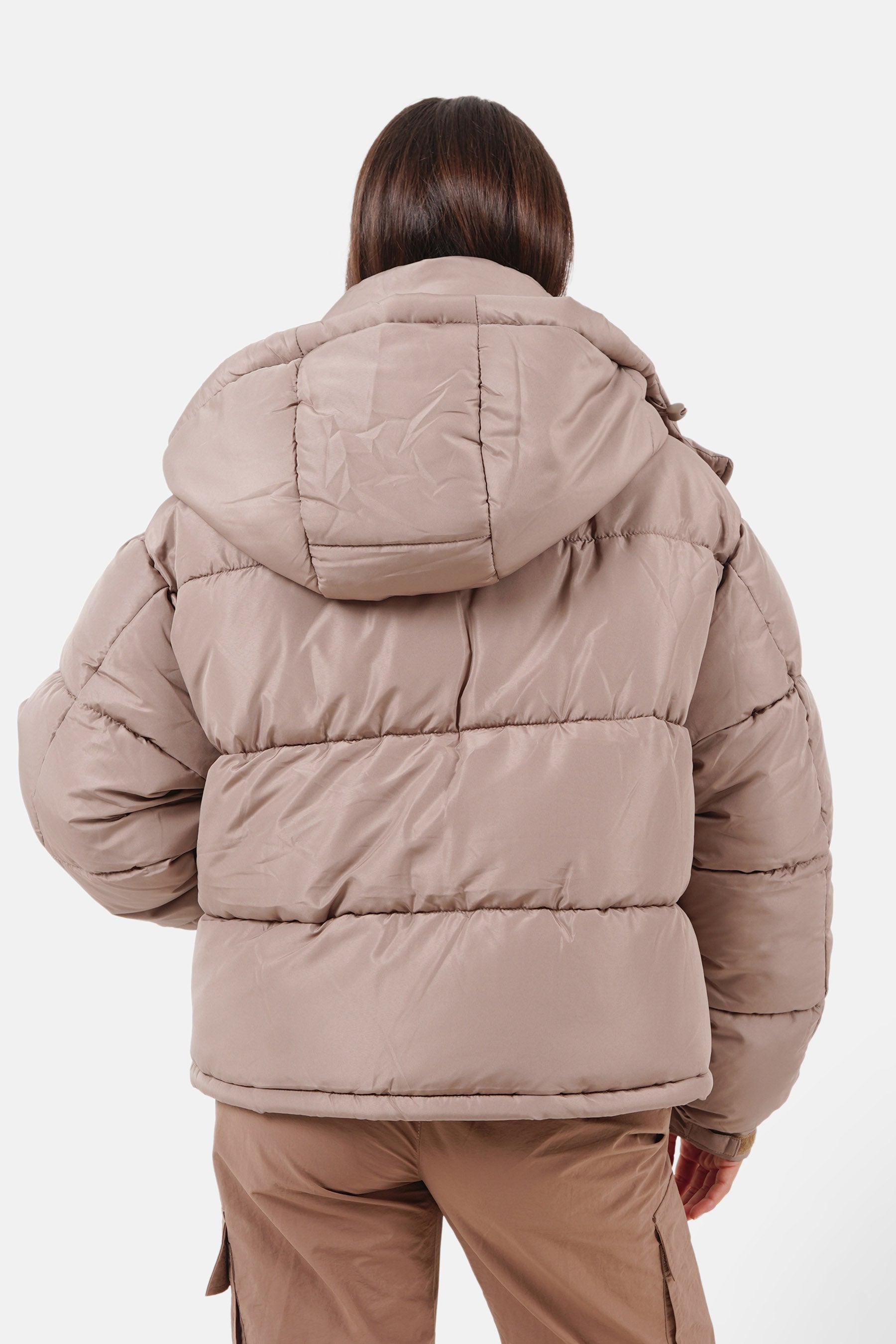 Short oversize padded jacket dark Beige
