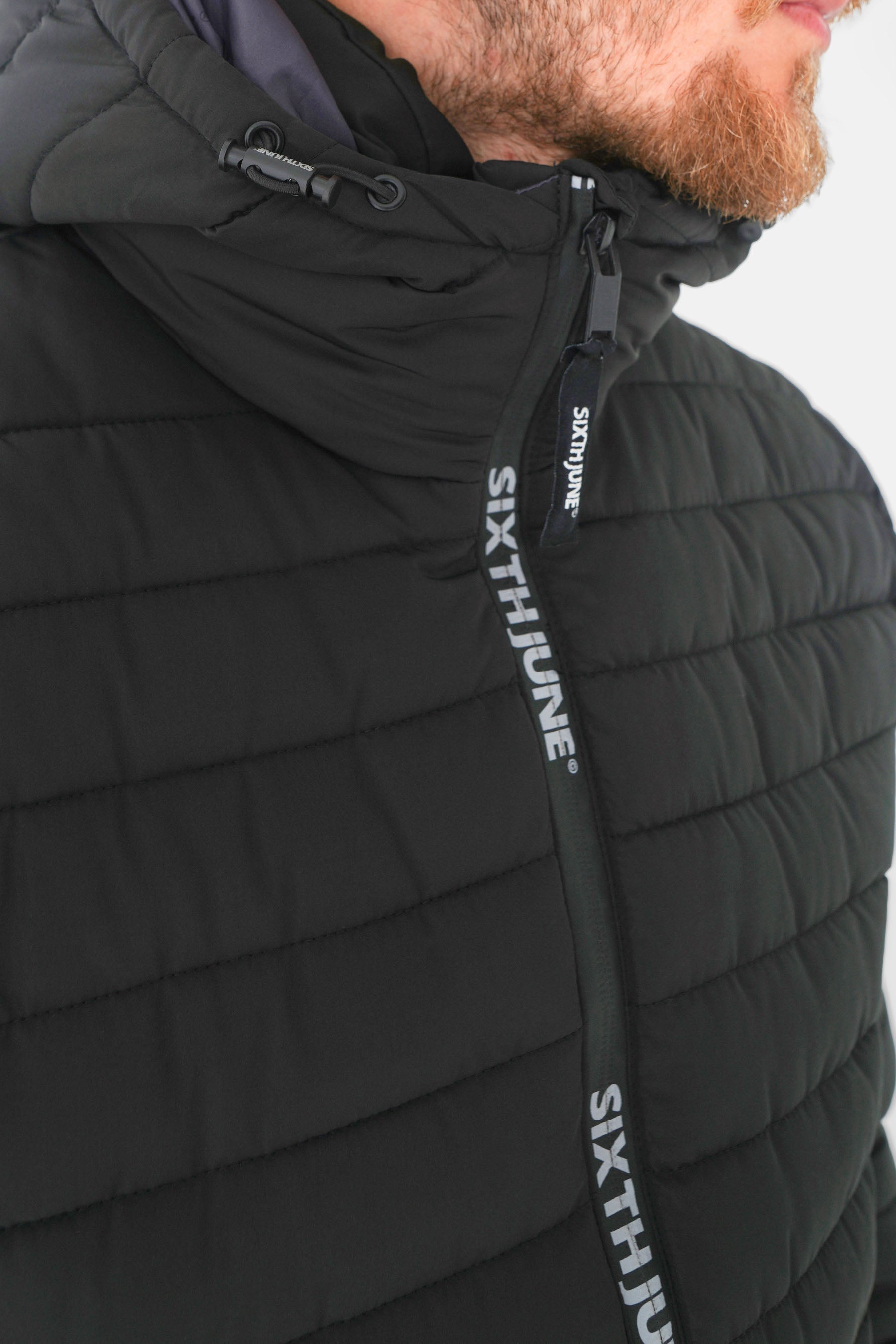 Doudoune courte zip imprimé Noir