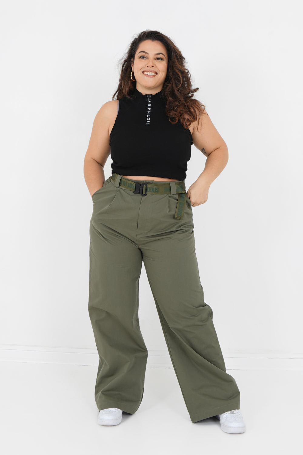 Weite Twillhose Khakigrün