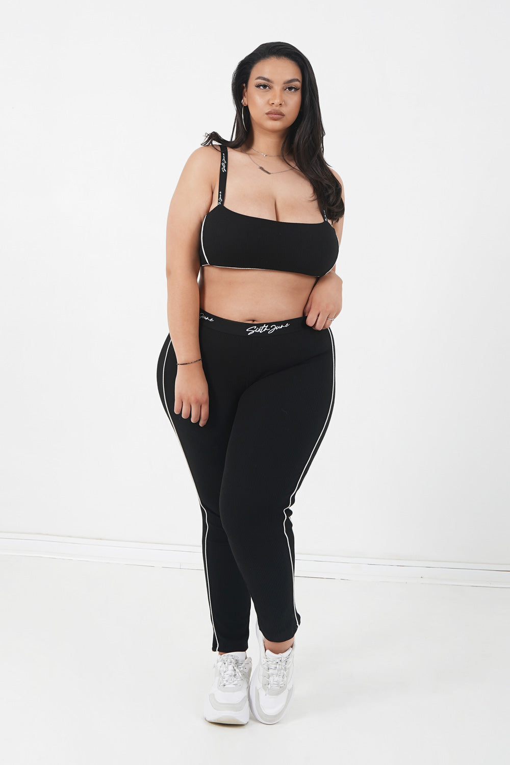 Legging signature côtelée Noir