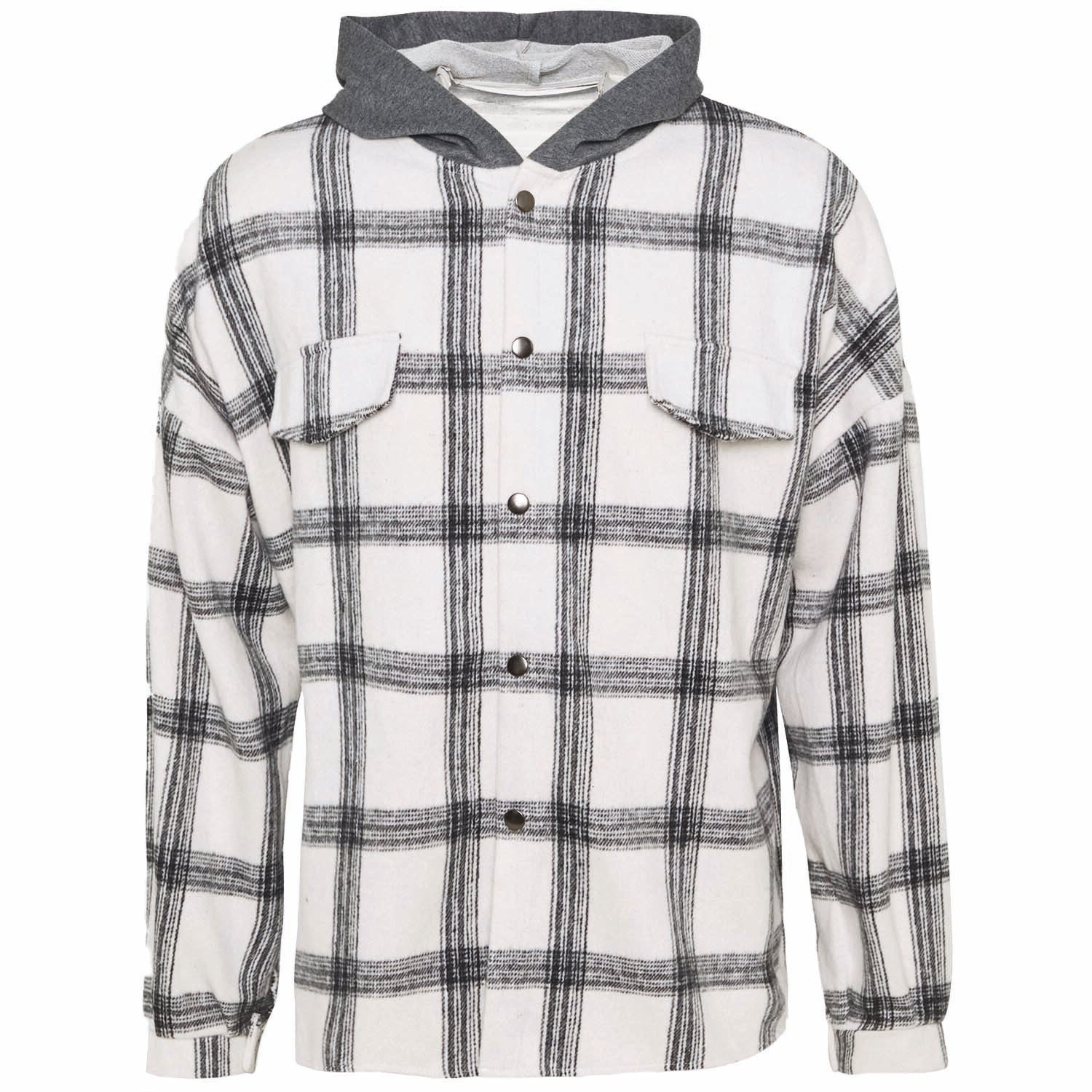 Sixth June - Chemise tartan capuche blanc