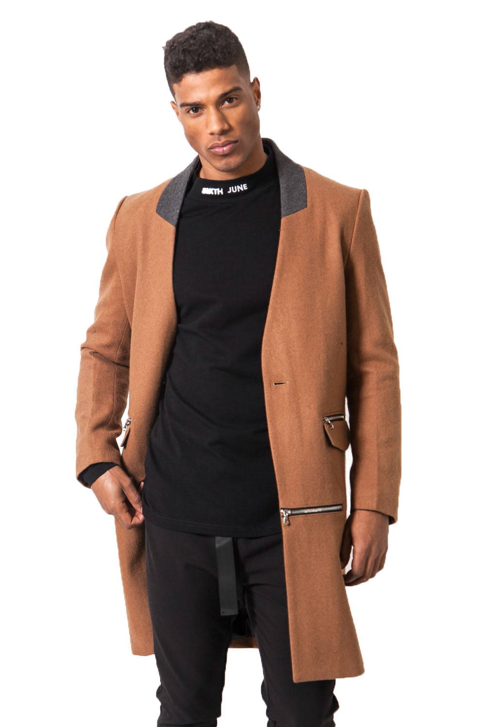 Sixth June - Manteau laine zips camel