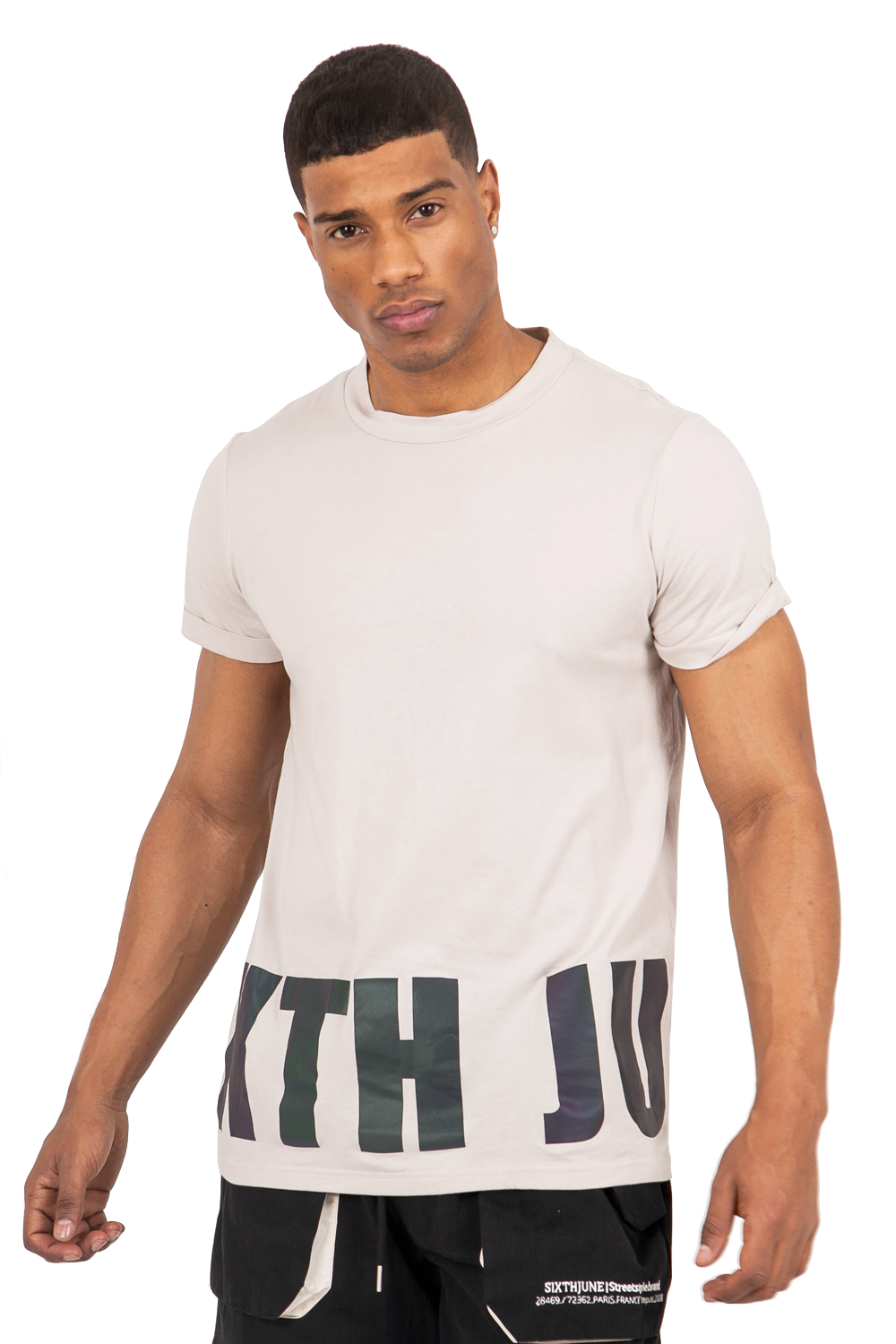 Iridescent petrol t-shirt beige