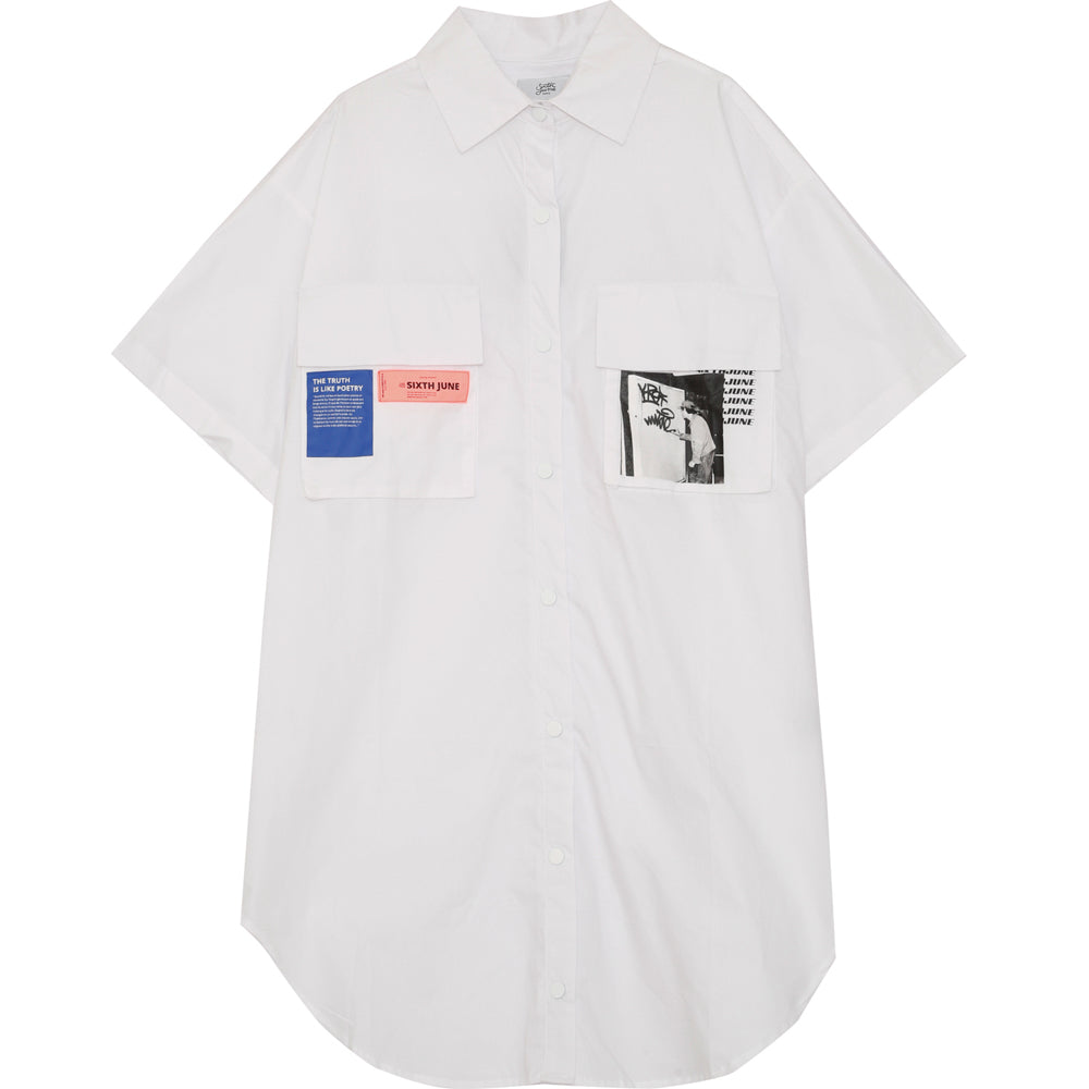 Sixth June - Robe chemise graphique blanc