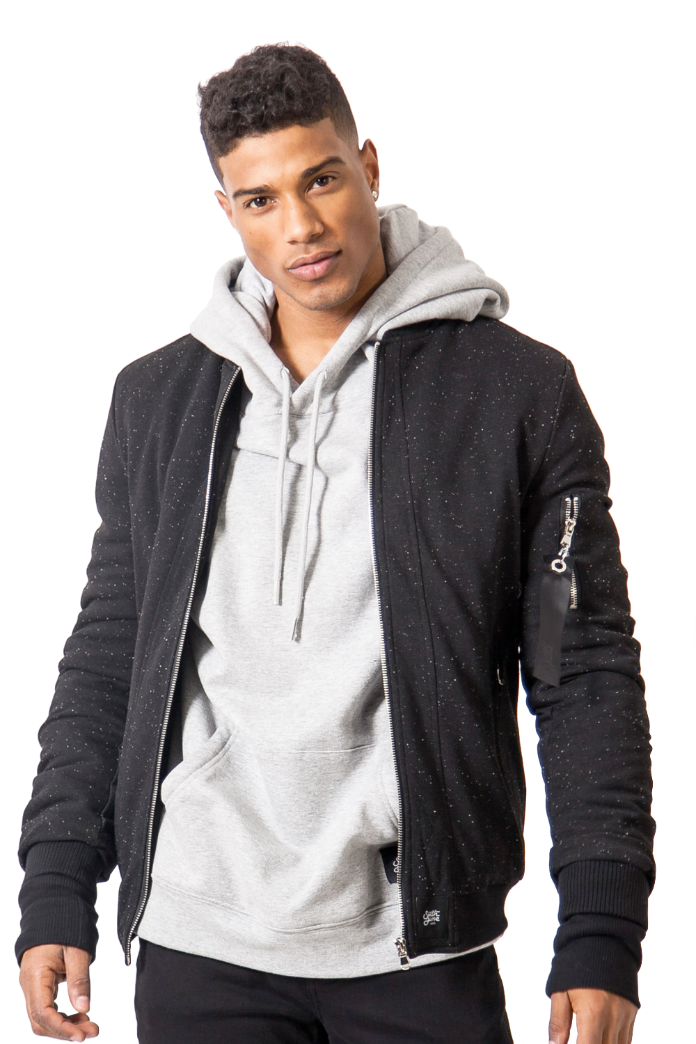 Sixth June - Bomber moucheté Sixth June zip noir