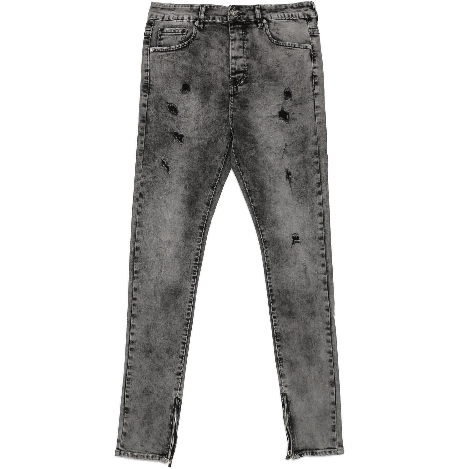 Sixth June - Jean zip usé gris foncé