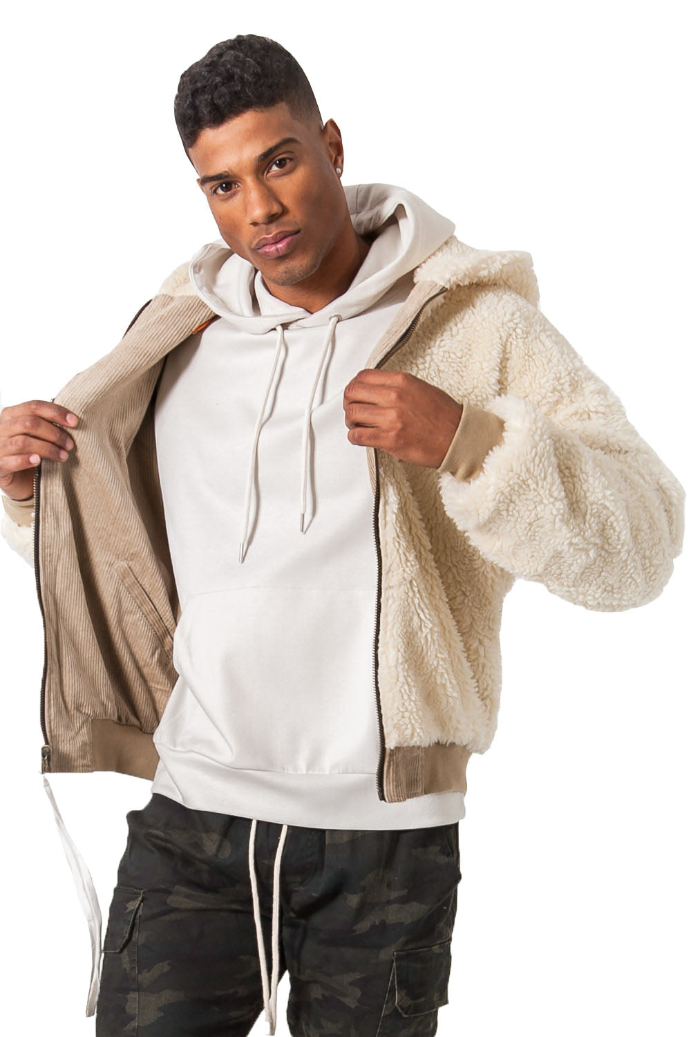 Sixth June - Veste velours sherpa reversible Beige