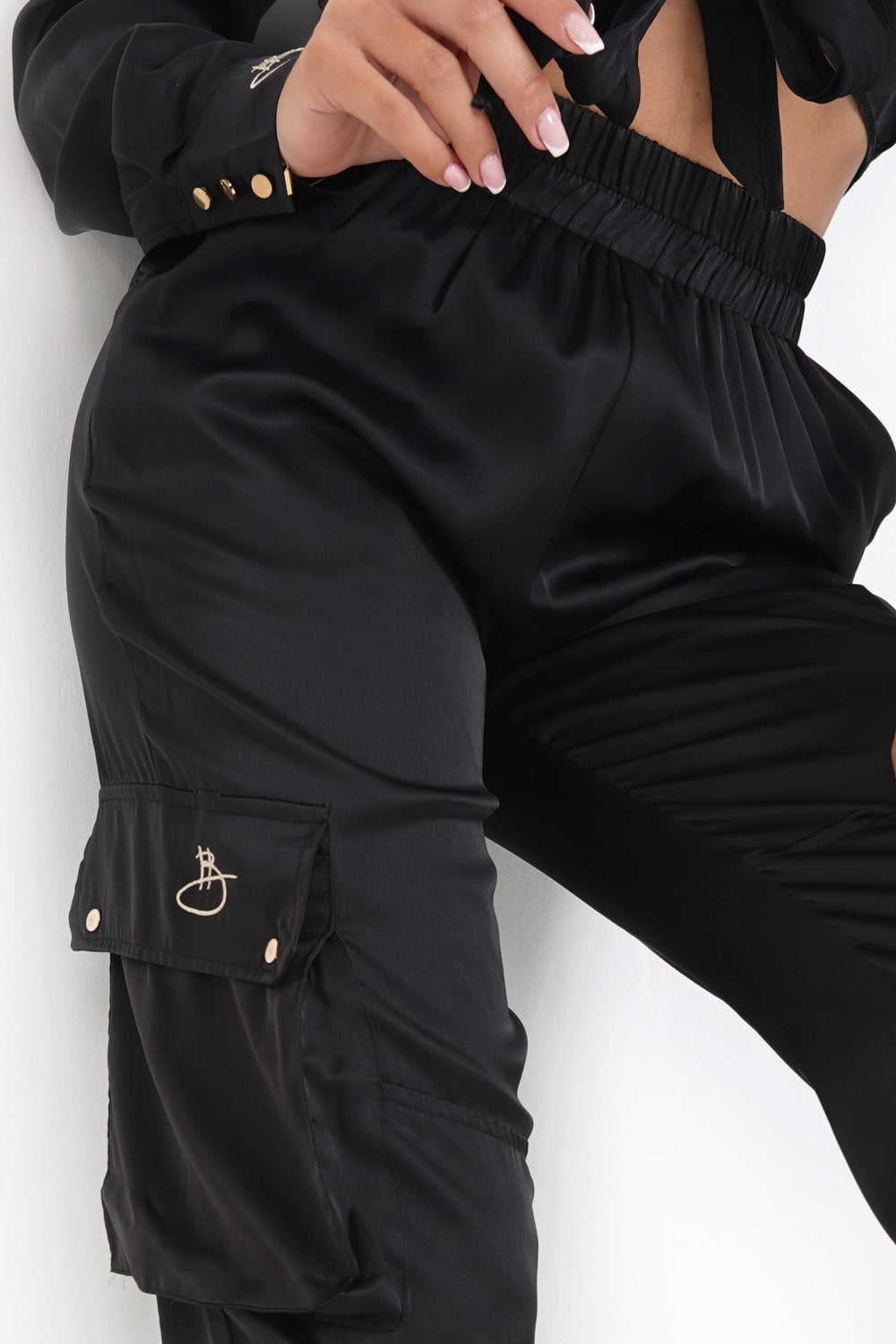 Sixth June - HELENA BU | Pantalon cargo satiné Noir