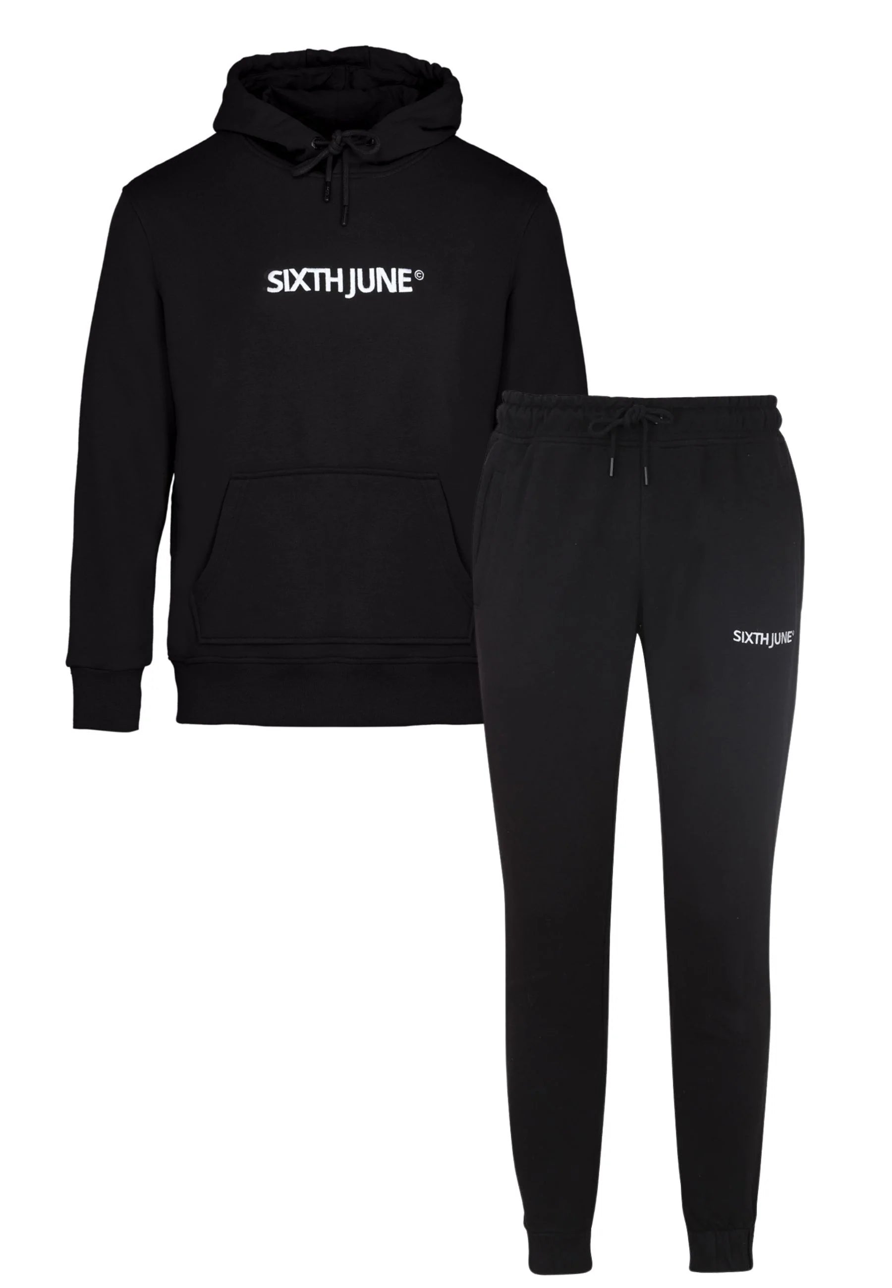 Sixth June - Jogging + sweat capuche logo brodé Noir
