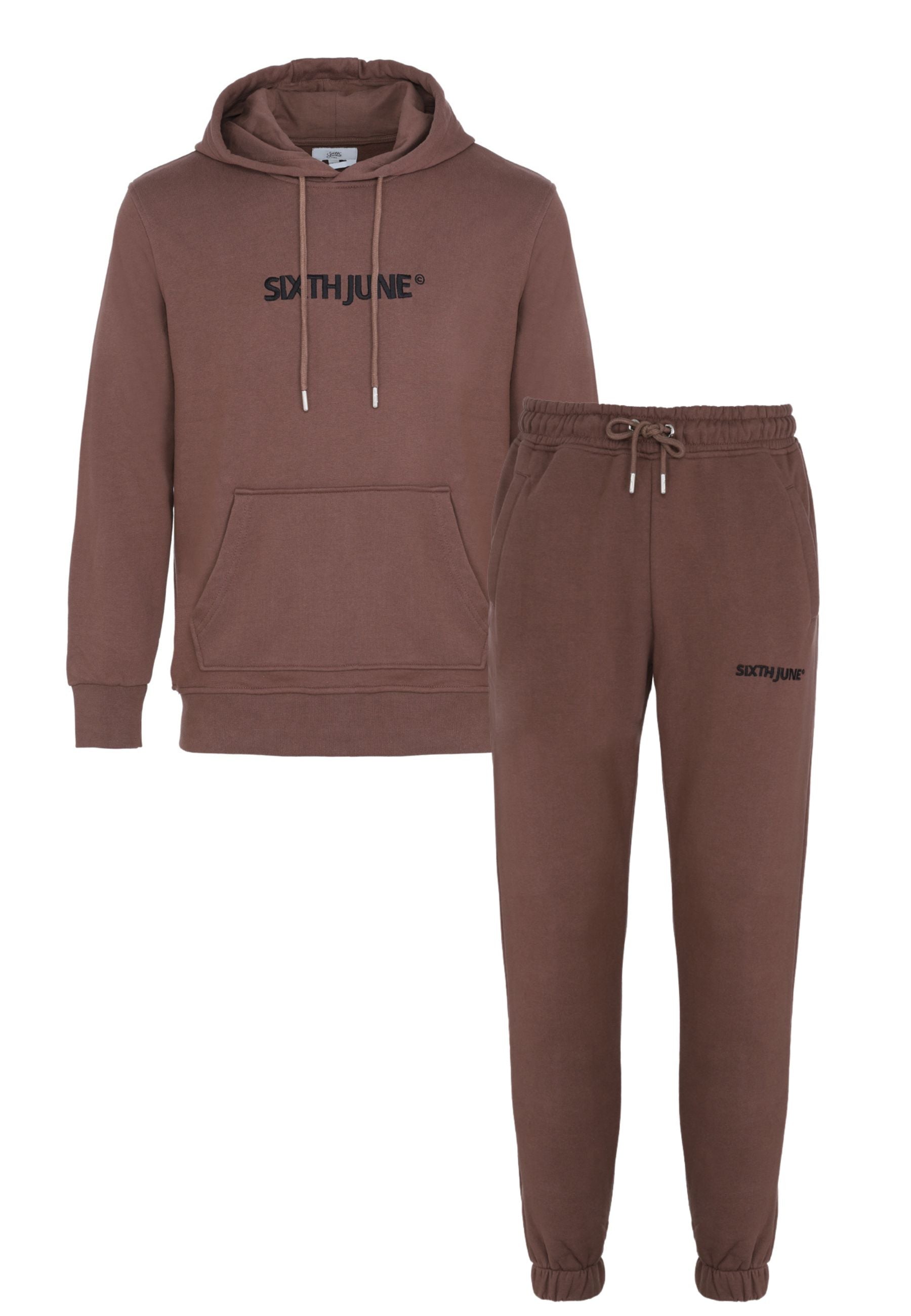 Jogging sweat capuche logo brodé Marron - Main Image