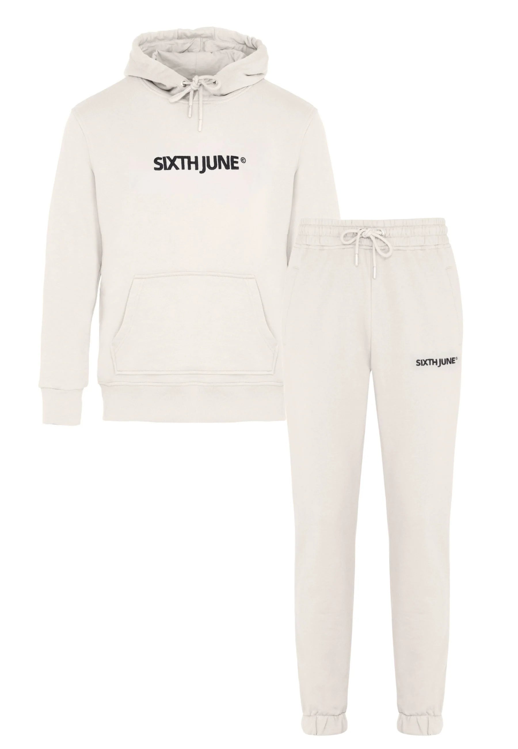 Sixth June - Jogging + sweat capuche logo brodé Beige