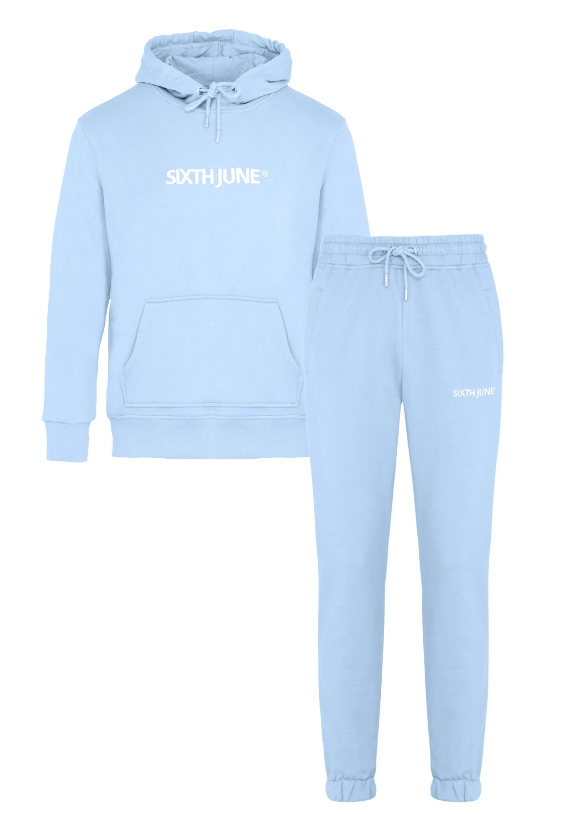 Sixth June - Jogging + sweat capuche logo brodé Bleu clair