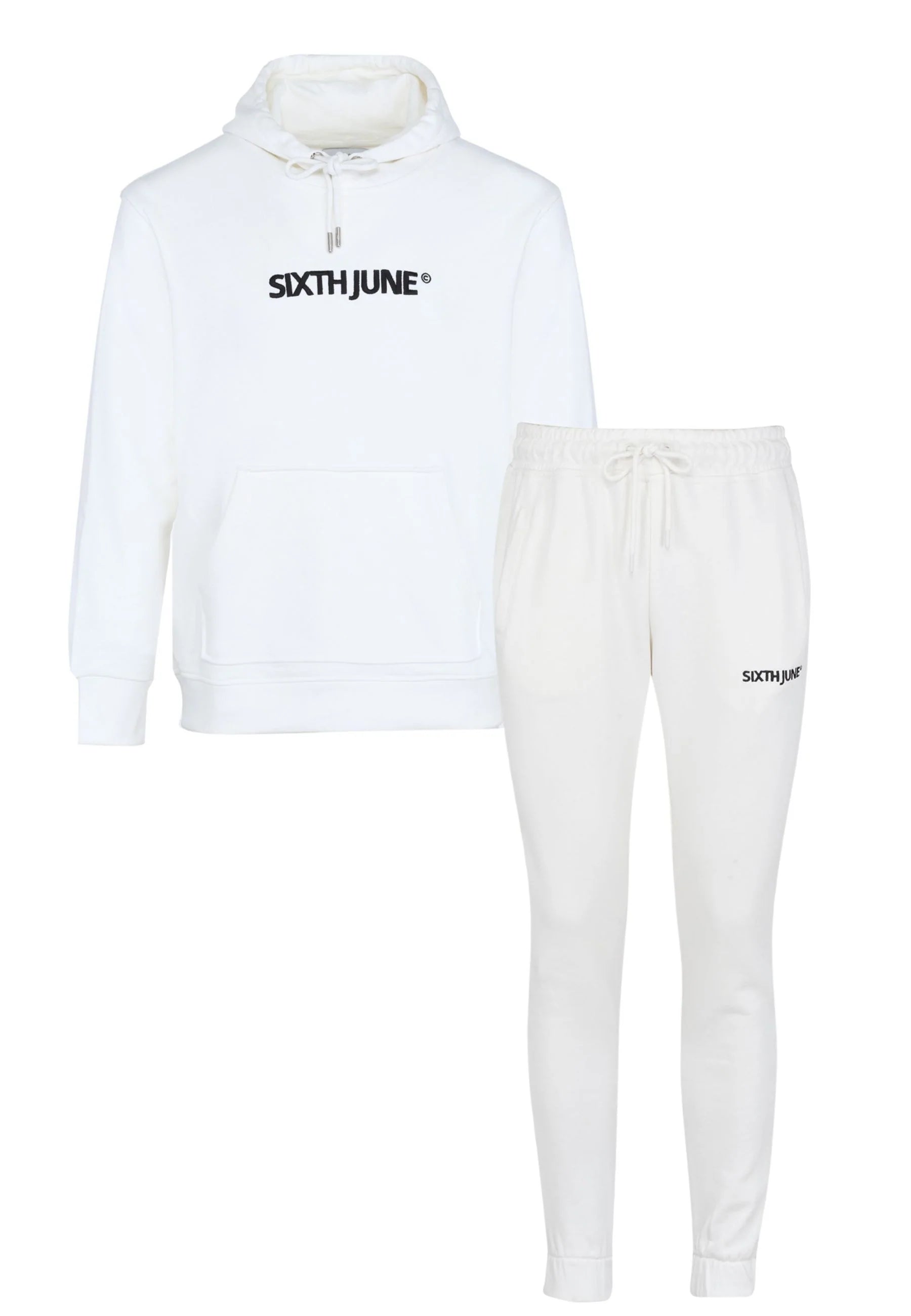 Sixth June - Jogging + sweat capuche logo brodé Blanc