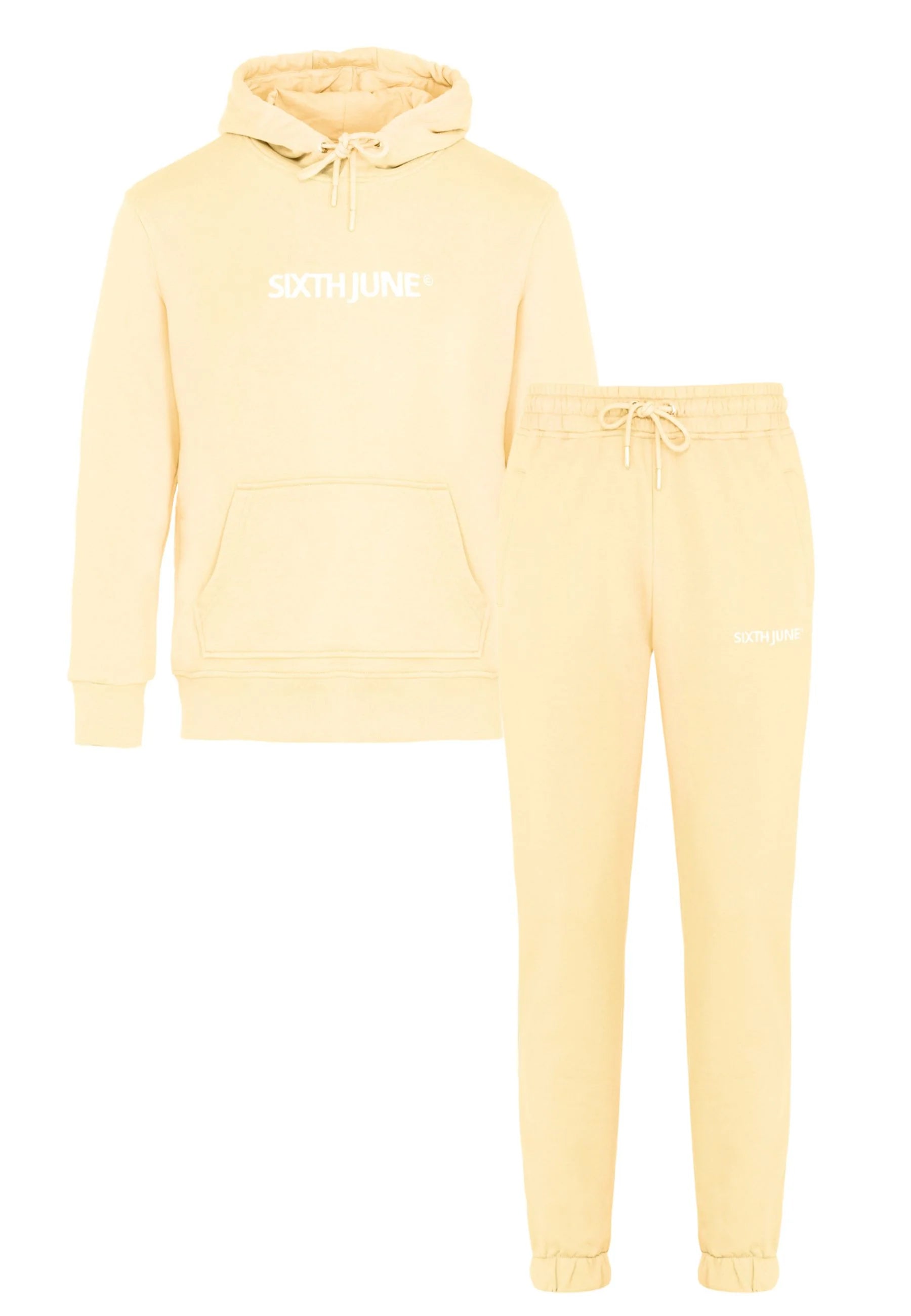 Sixth June - Jogging + sweat capuche logo brodé Jaune